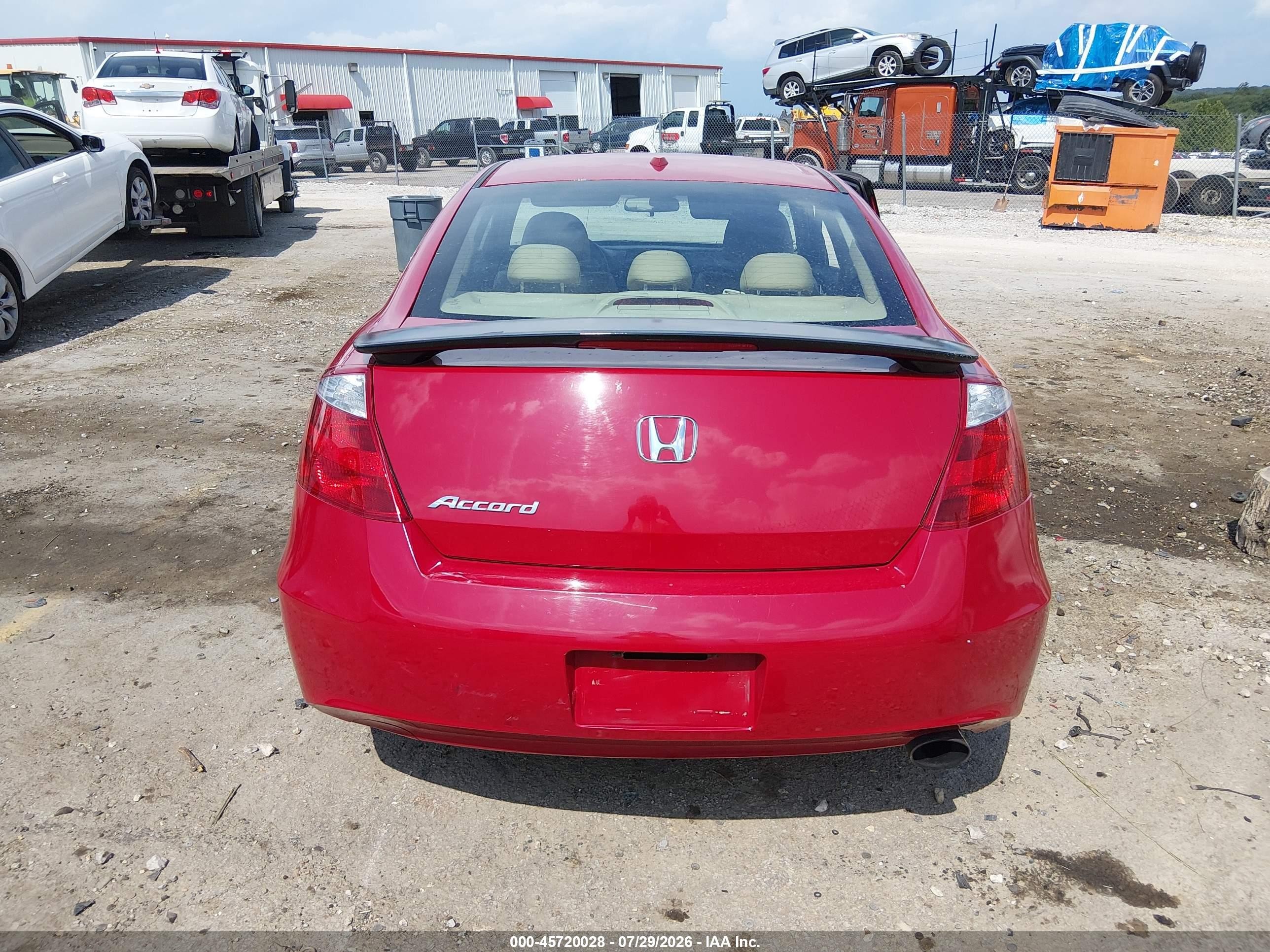 2009 Honda Accord 2.4 Ex-l Red vin: 1HGCS12809A005482