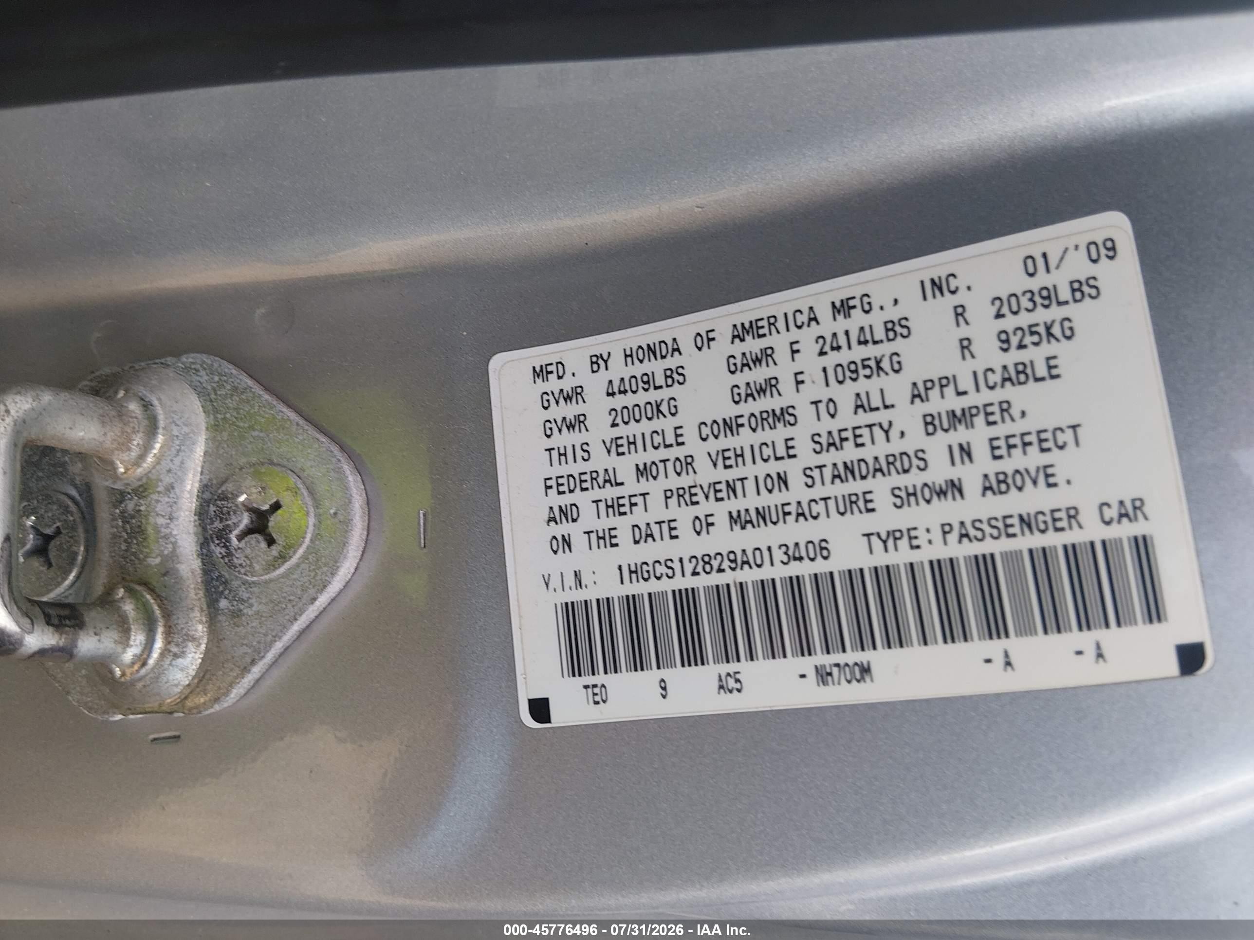 2009 Honda Accord 2.4 Ex-l Silver vin: 1HGCS12829A013406