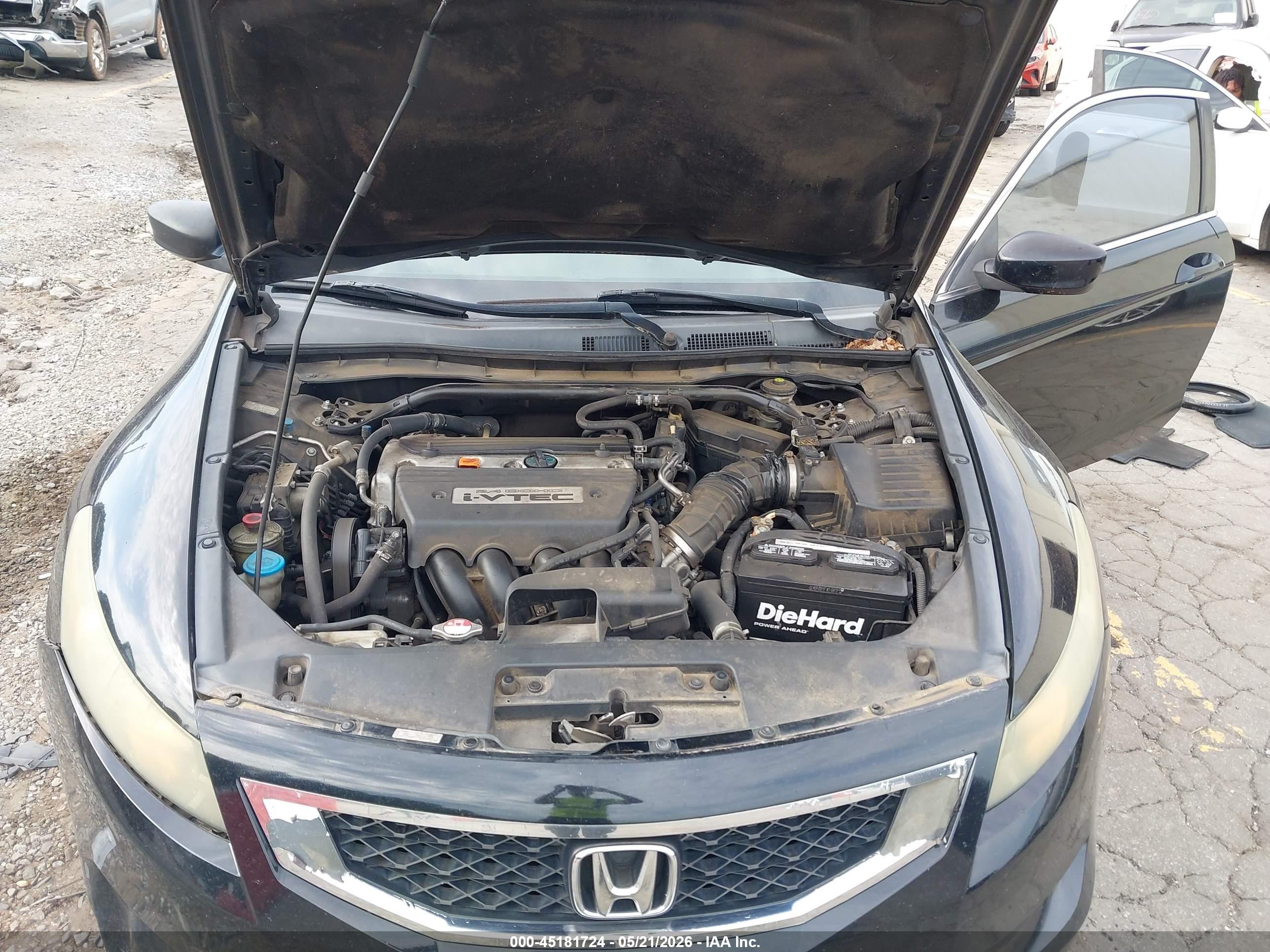 2008 Honda Accord 2.4 Ex-l Black vin: 1HGCS12848A005337