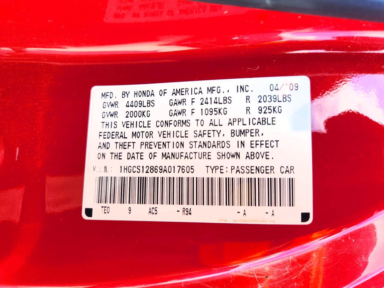 2009 Honda Accord Exl Red vin: 1HGCS12869A017605