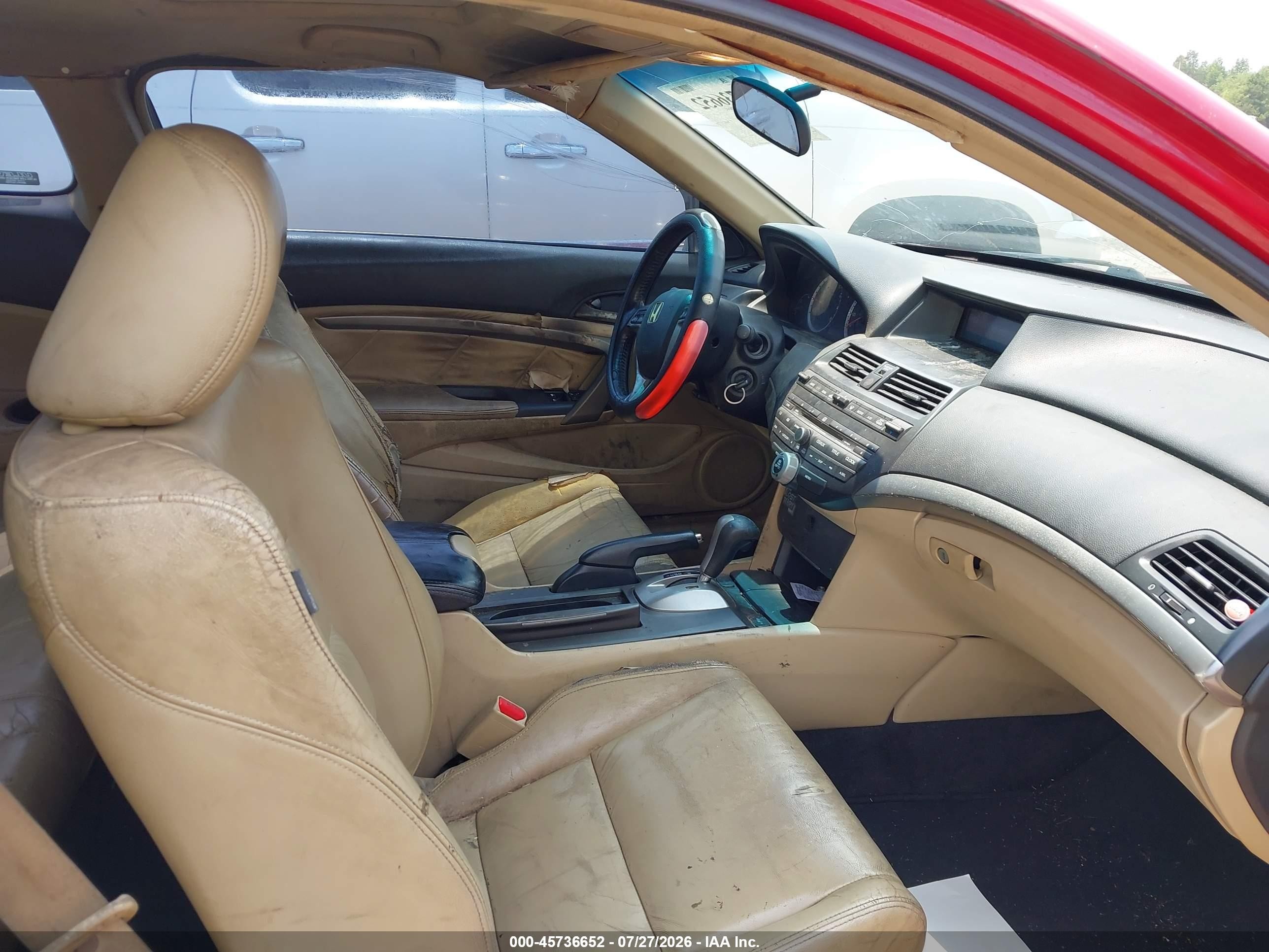 2009 Honda Accord 2.4 Ex-l Red vin: 1HGCS12879A007682