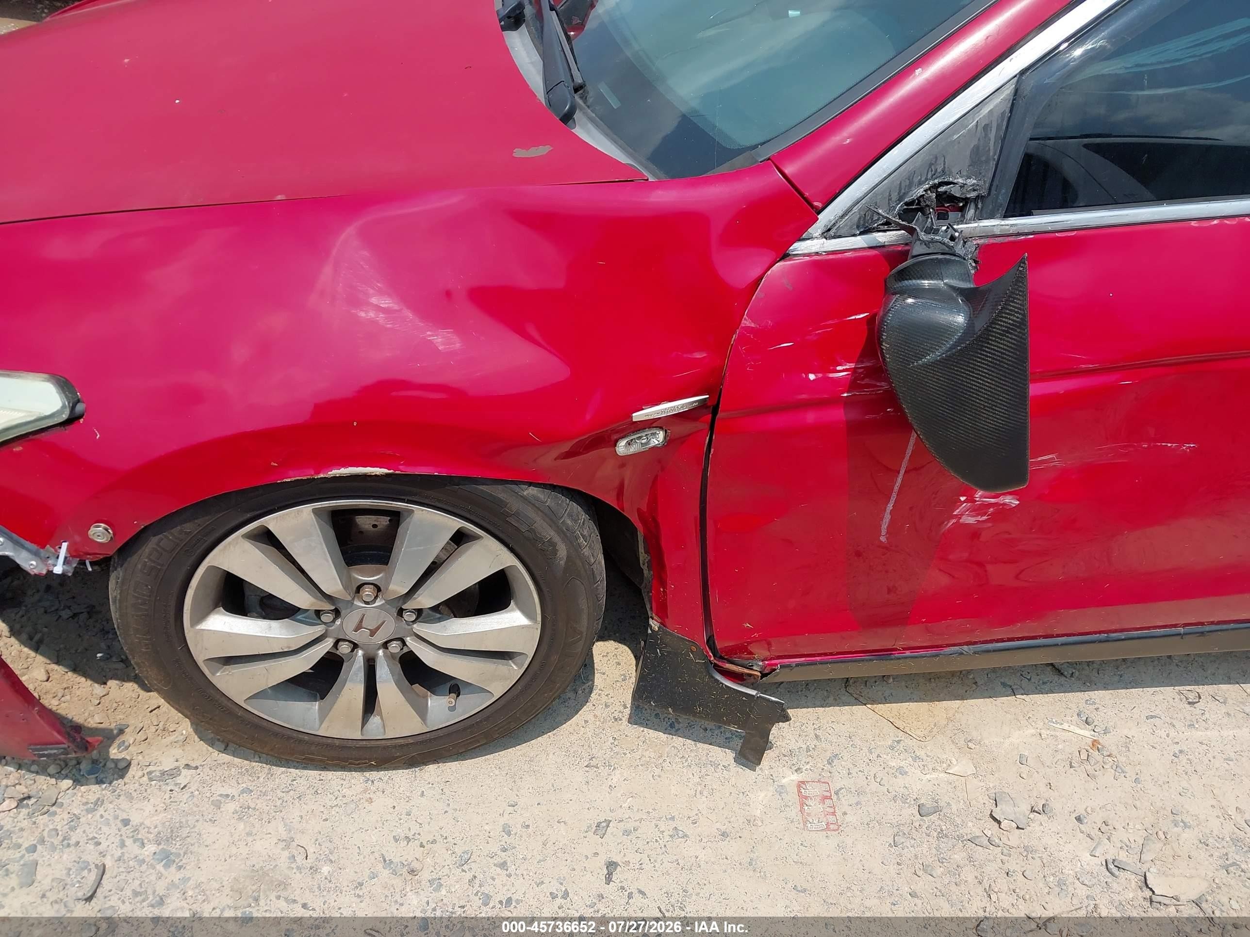 2009 Honda Accord 2.4 Ex-l Red vin: 1HGCS12879A007682