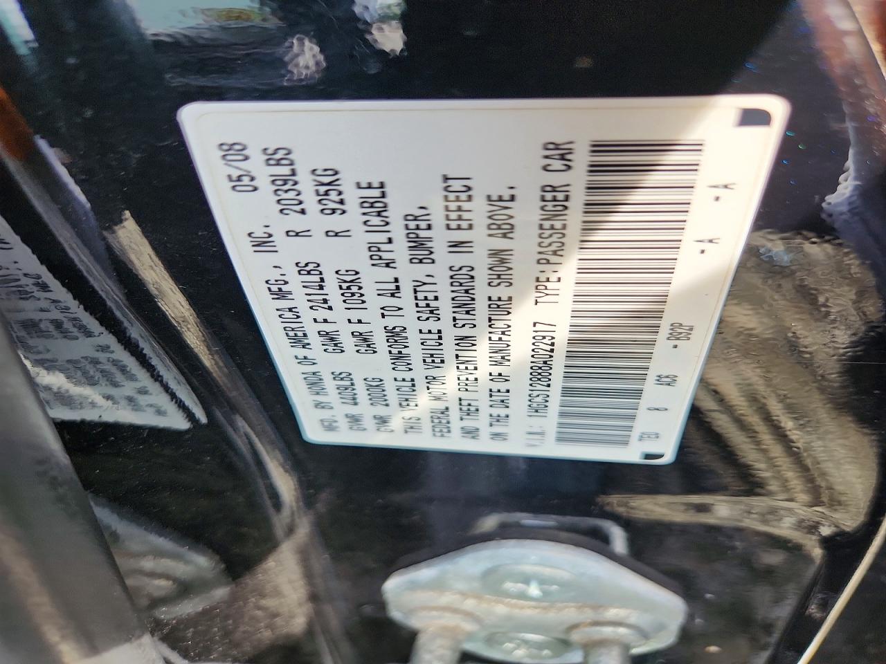 2008 Honda Accord Exl Black vin: 1HGCS12888A022917