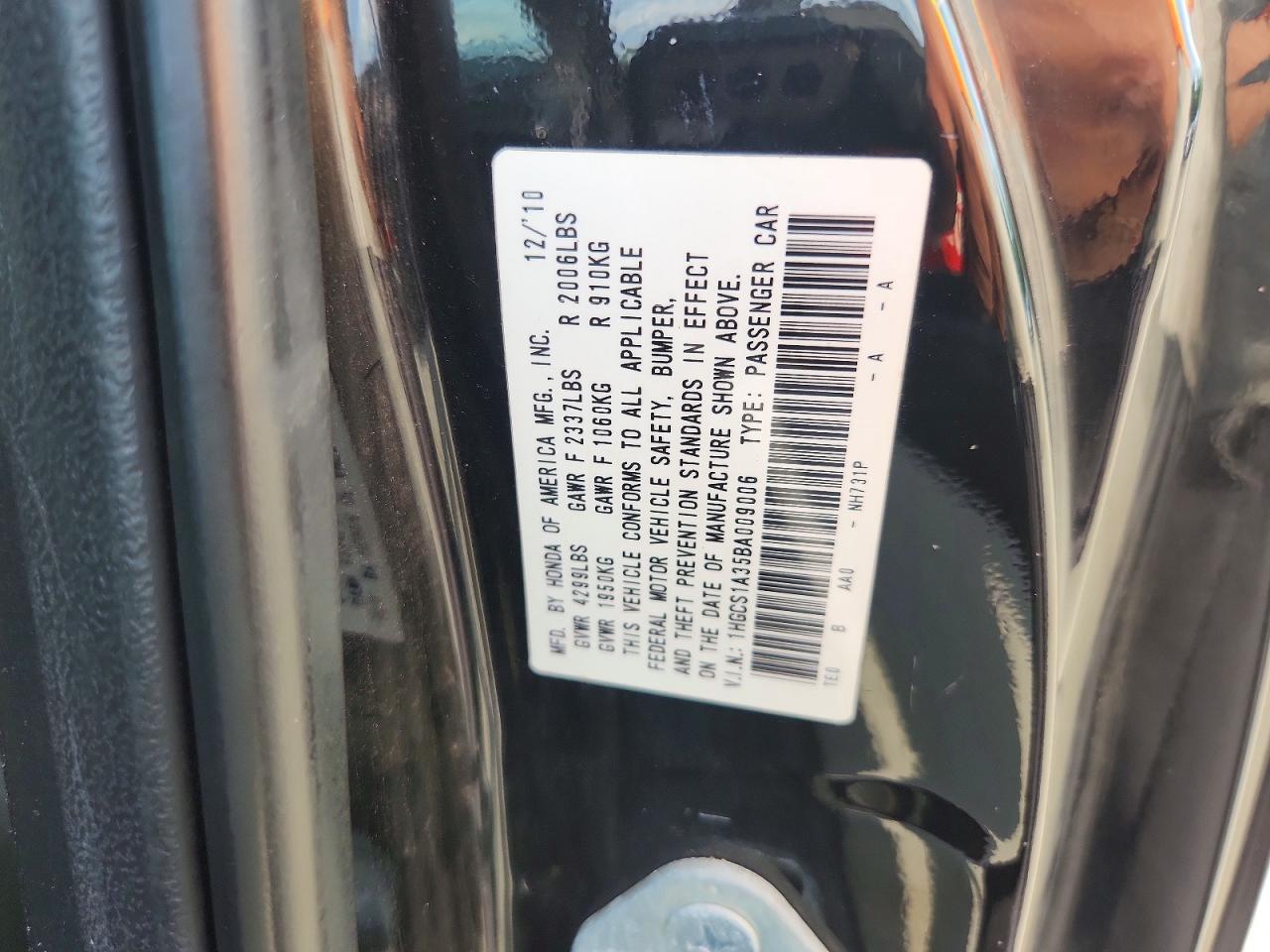 2011 Honda Accord Lx-s Black vin: 1HGCS1A35BA009006