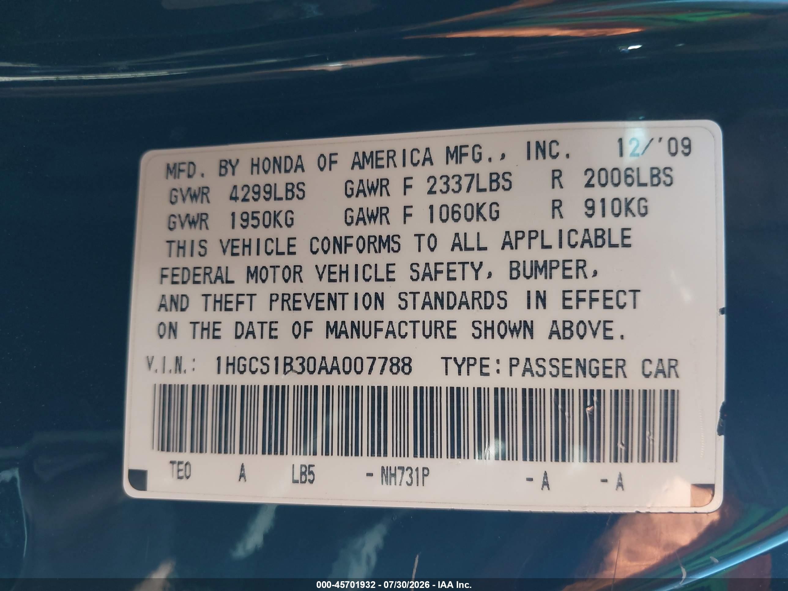 2010 Honda Accord 2.4 Lx-s Black vin: 1HGCS1B30AA007788