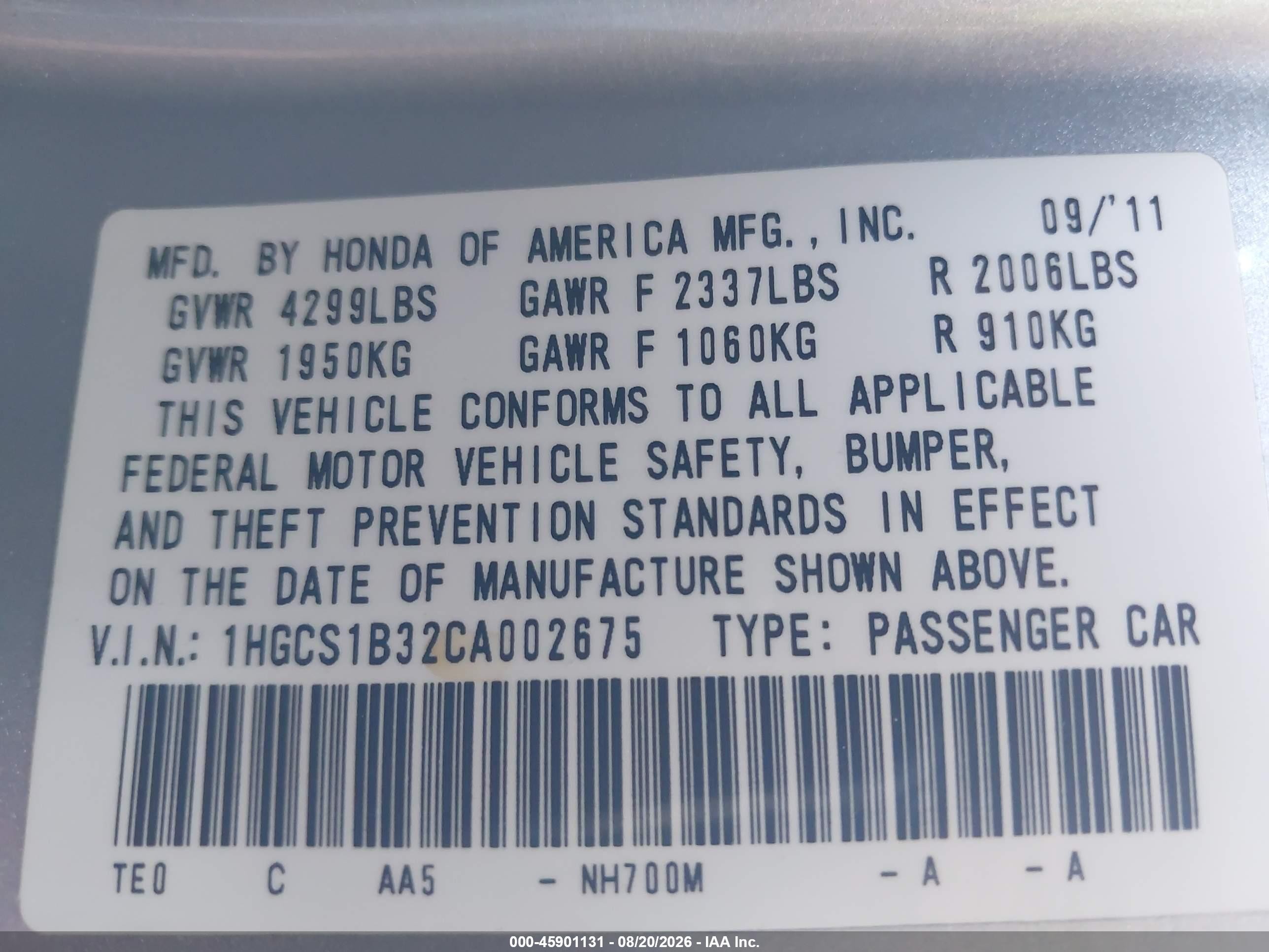 2012 Honda Accord 2.4 Lx-s Серебряный vin: 1HGCS1B32CA002675