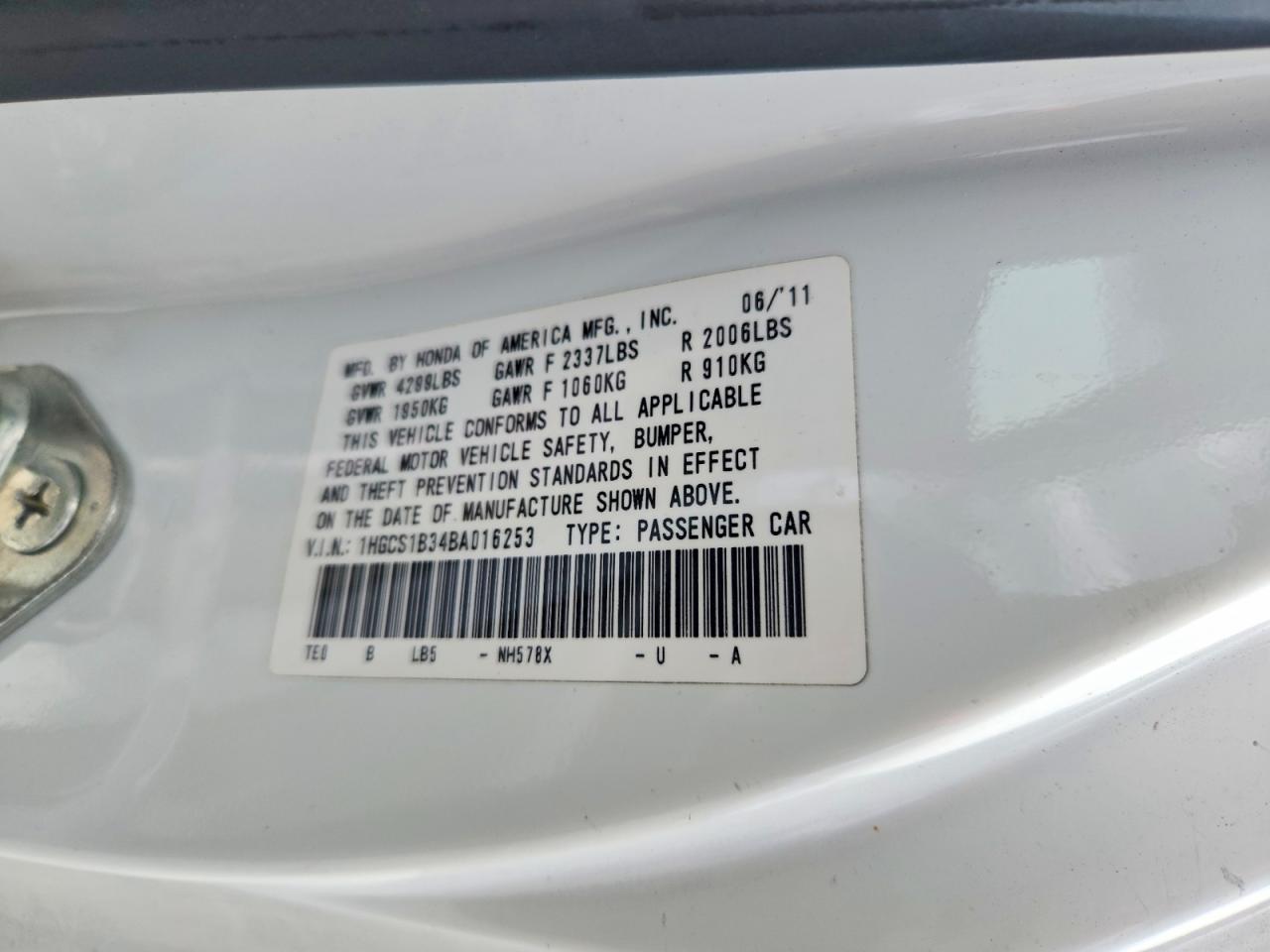 2011 Honda Accord Lx-s White vin: 1HGCS1B34BA016253