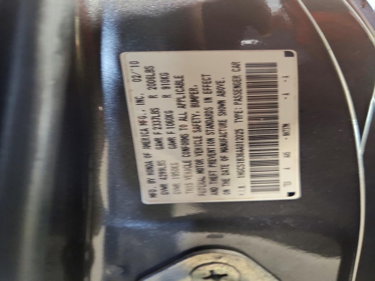 2010 Honda Accord Lx Gray vin: 1HGCS1B36AA012025