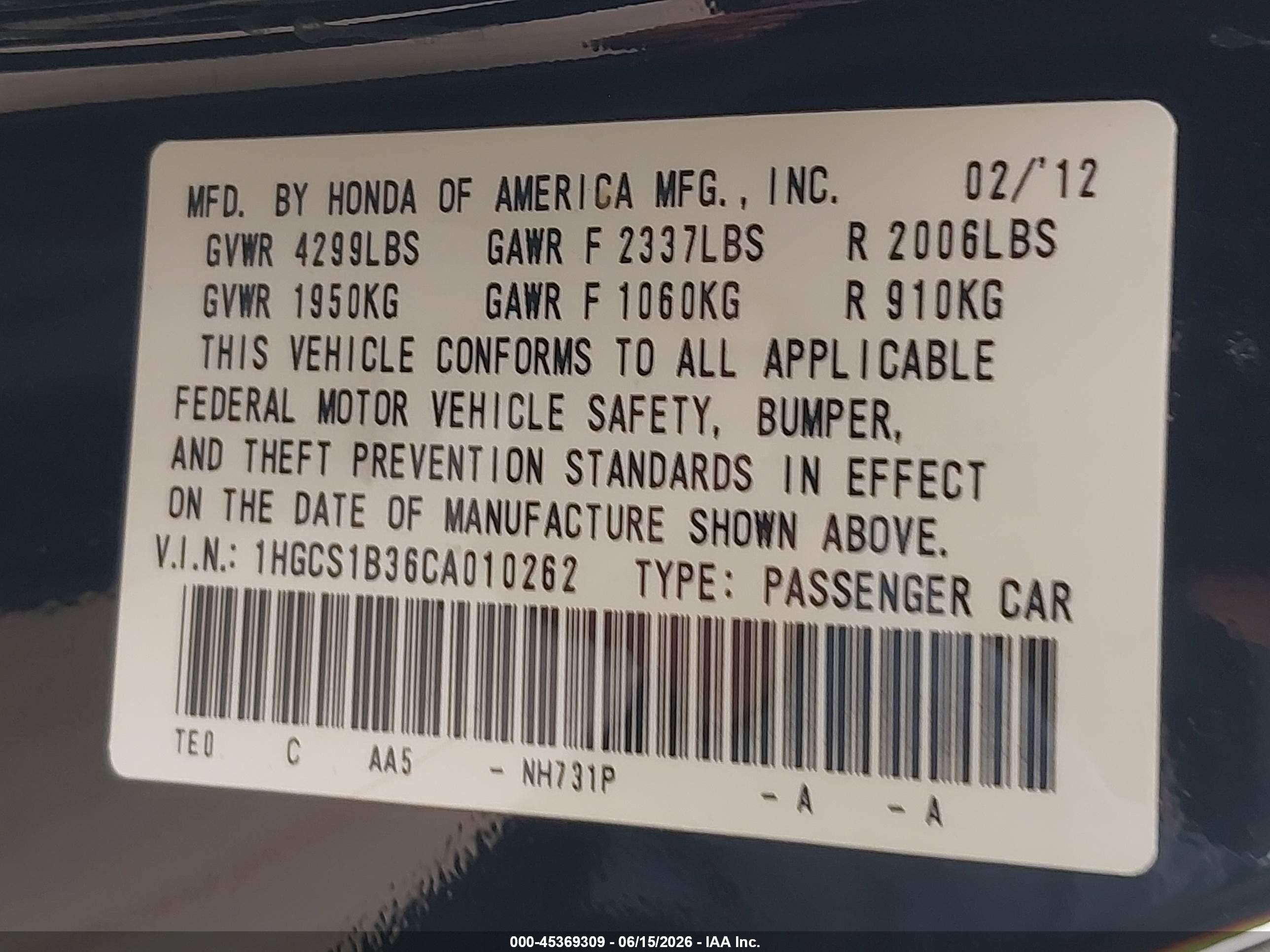 2012 Honda Accord 2.4 Lx-s Black vin: 1HGCS1B36CA010262