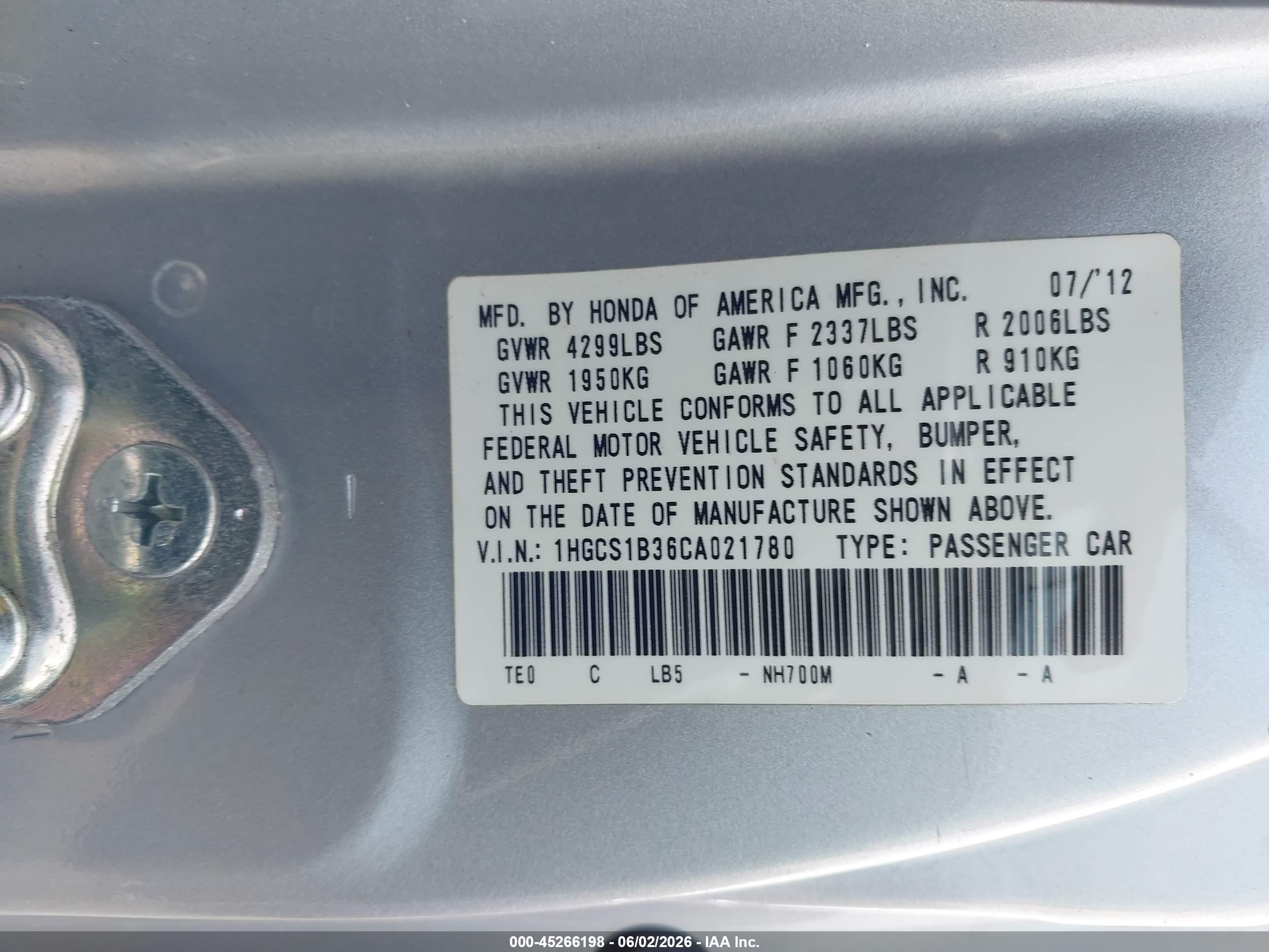 2012 Honda Accord 2.4 Lx-s Silver vin: 1HGCS1B36CA021780