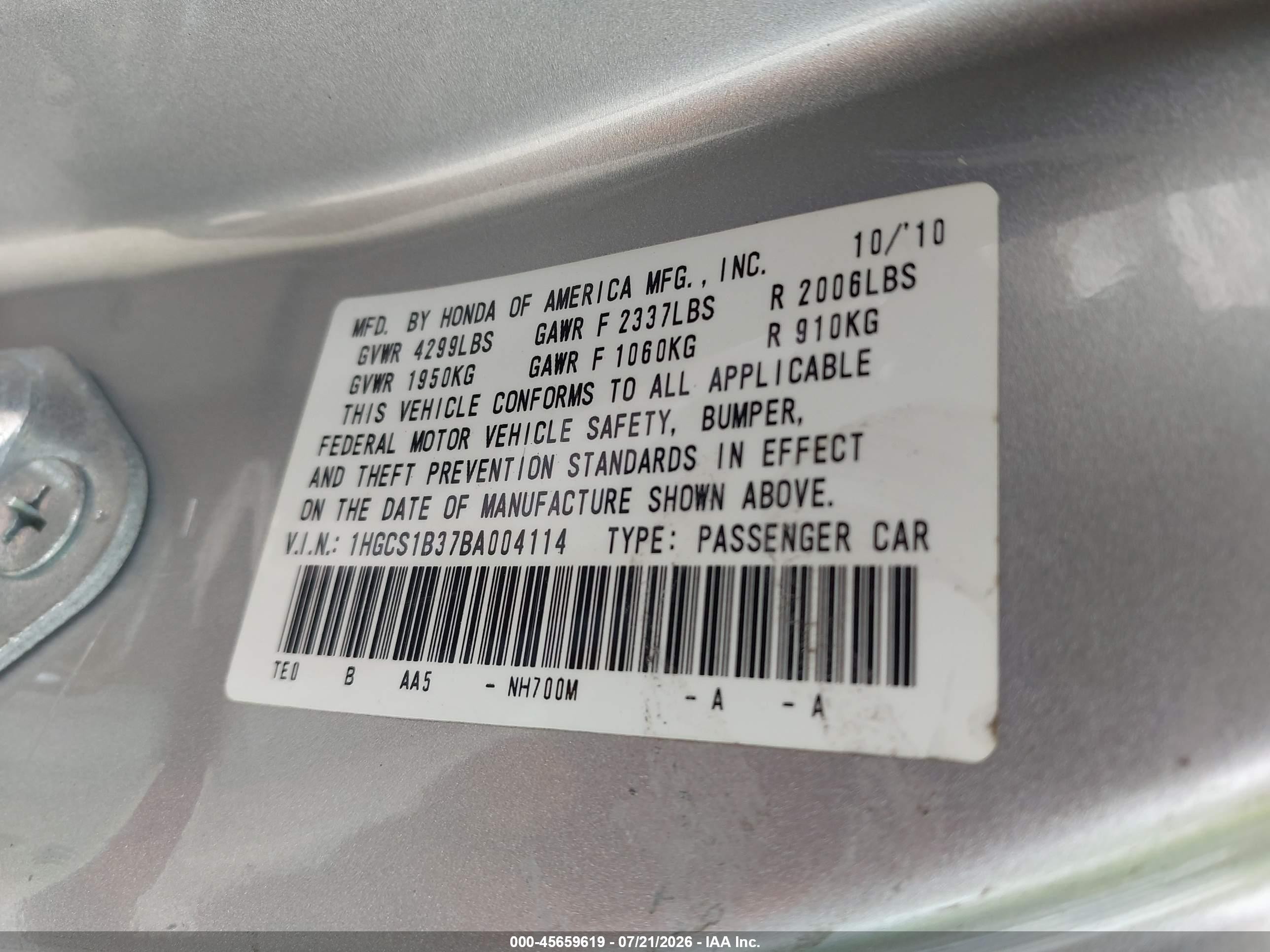 2011 Honda Accord 2.4 Lx-s Silver vin: 1HGCS1B37BA004114