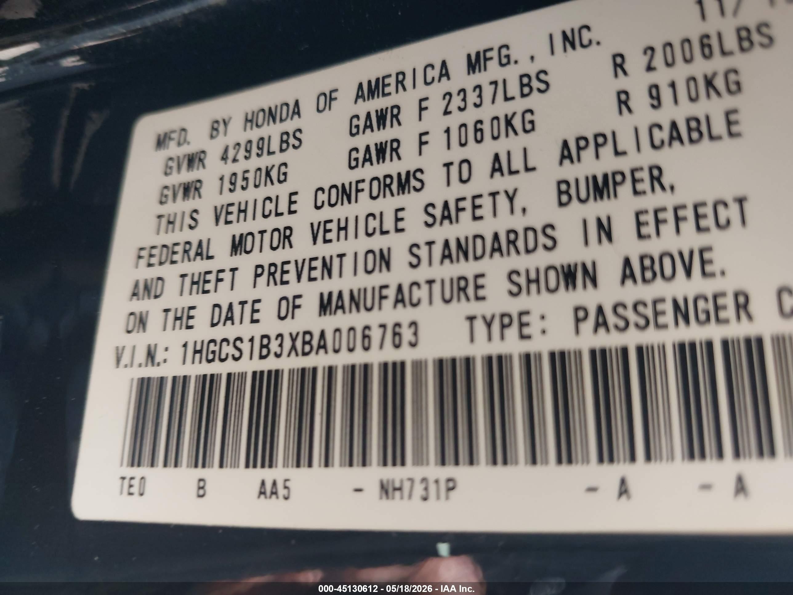 2011 Honda Accord 2.4 Lx-s Black vin: 1HGCS1B3XBA006763