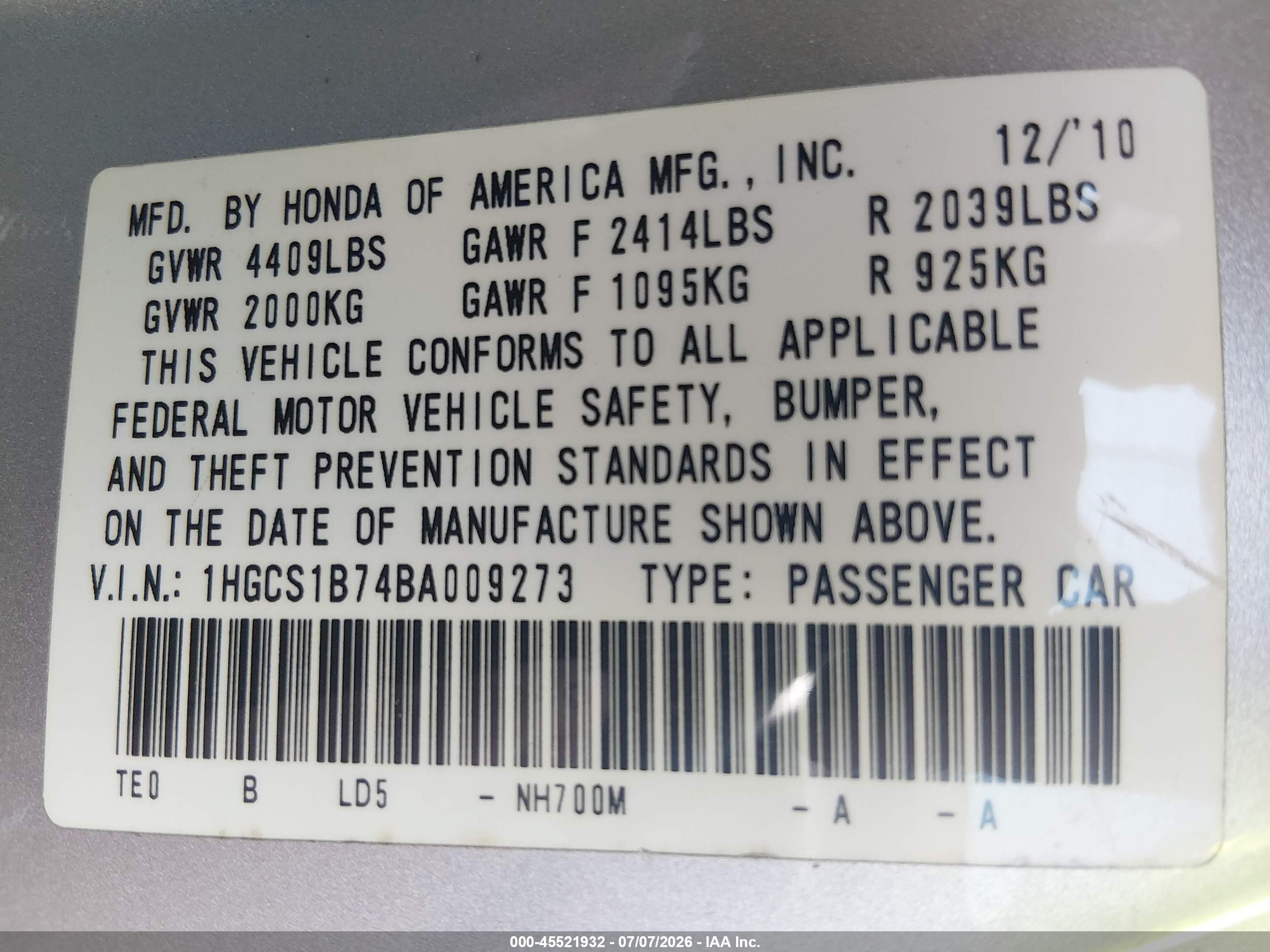 2011 Honda Accord 2.4 Ex Silver vin: 1HGCS1B74BA009273