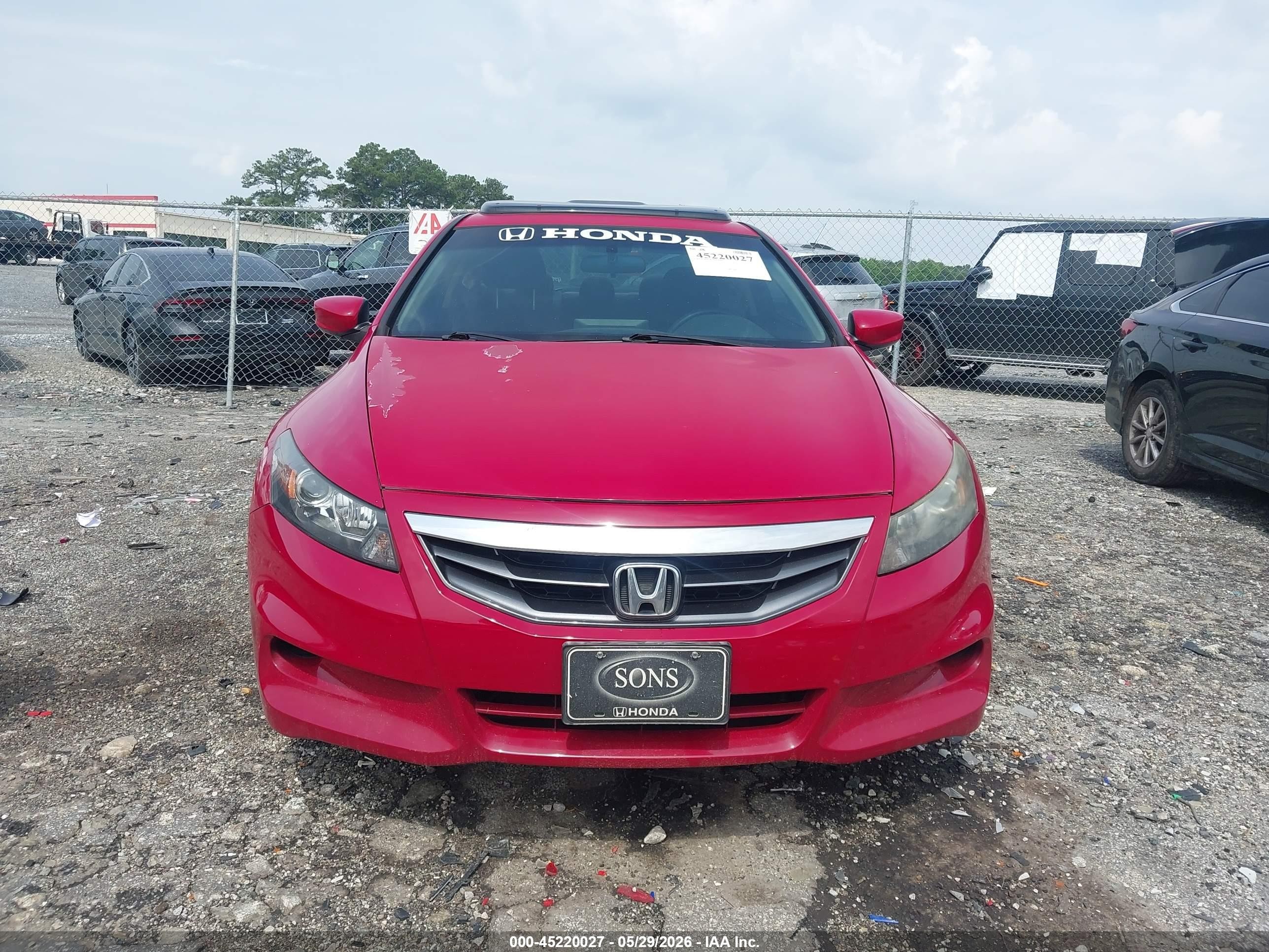 2012 Honda Accord 2.4 Ex Красный vin: 1HGCS1B75CA023524