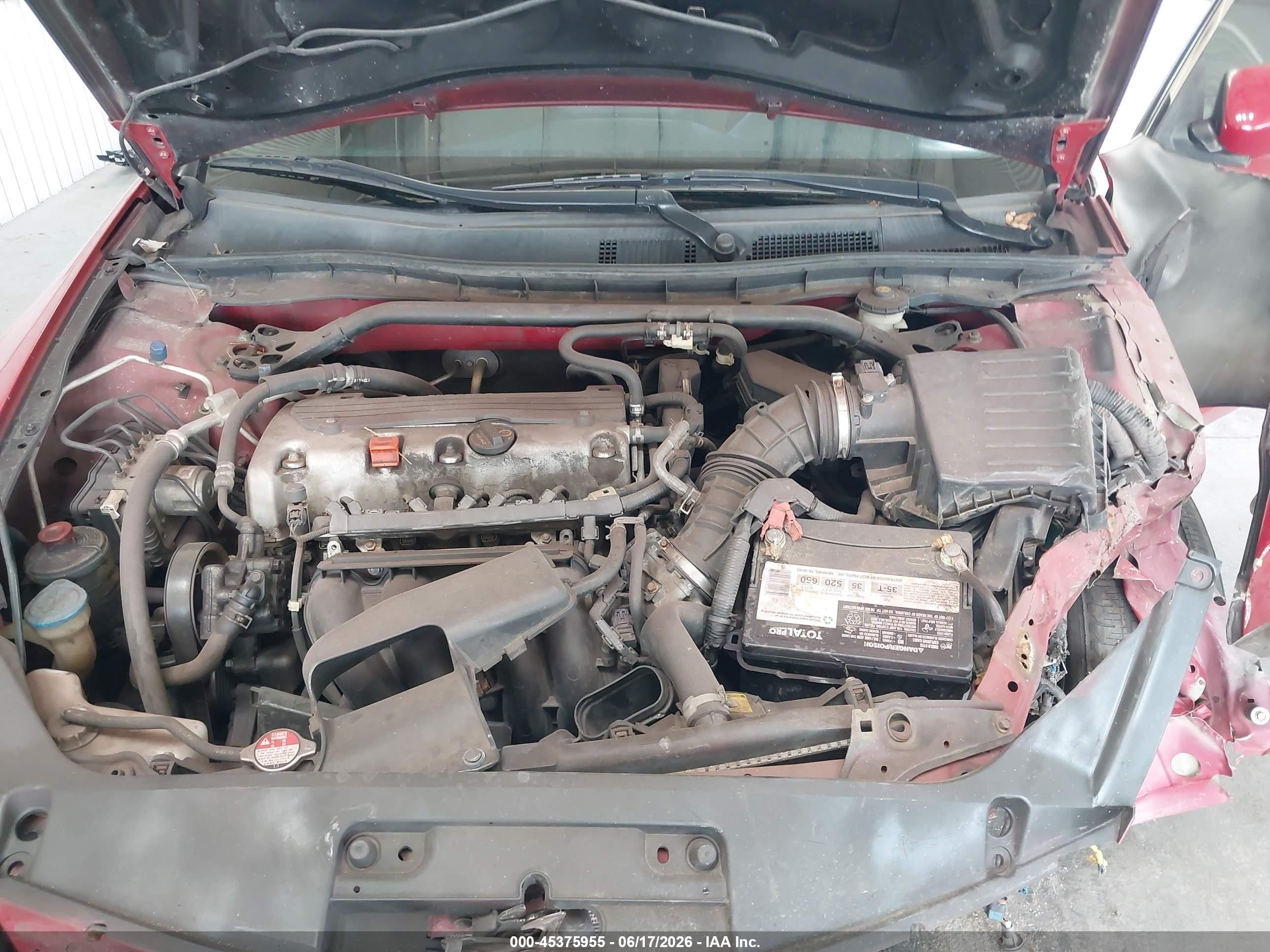2012 Honda Accord 2.4 Ex Red vin: 1HGCS1B77CA003680