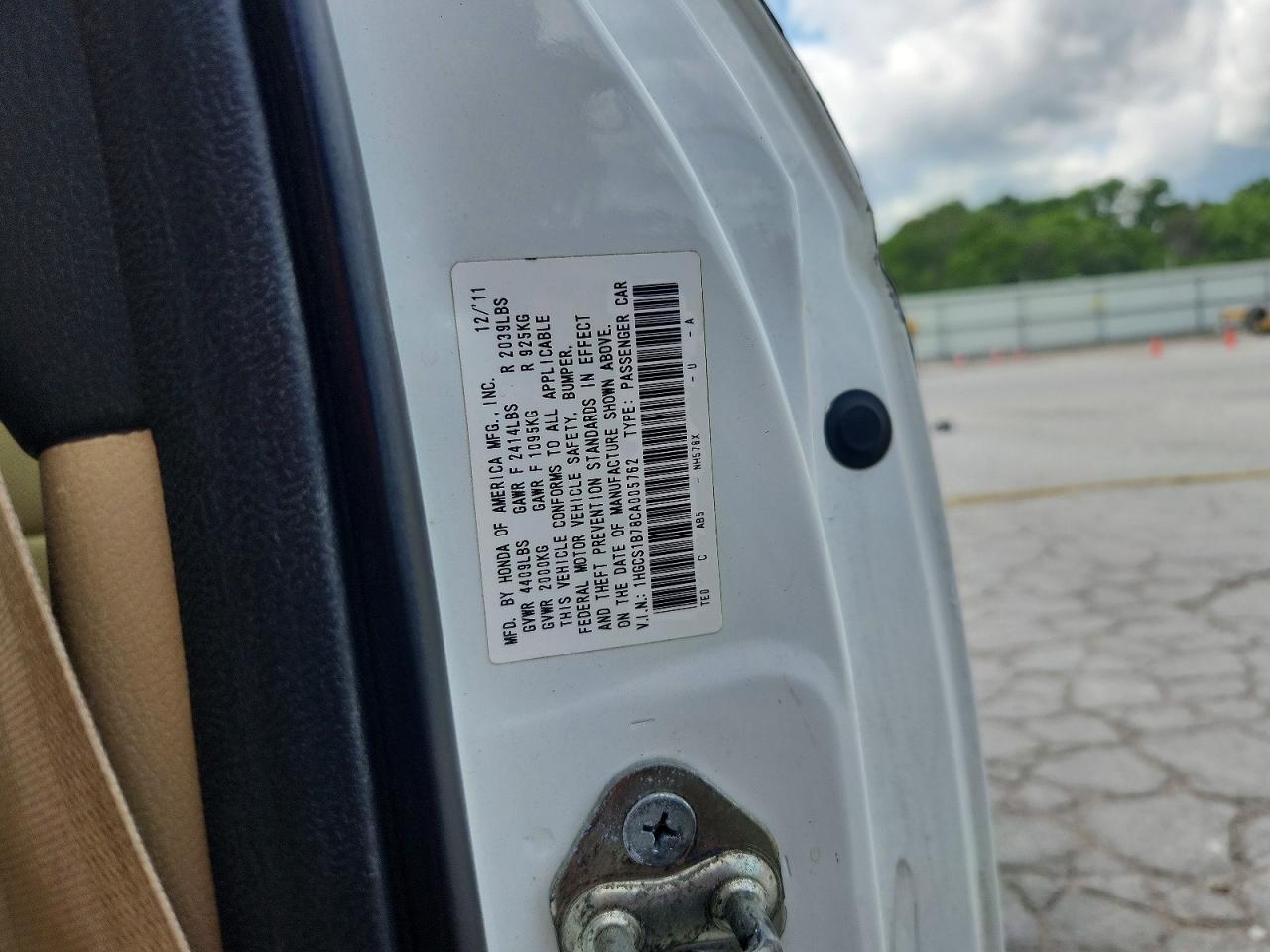 2012 Honda Accord Ex White vin: 1HGCS1B78CA005762