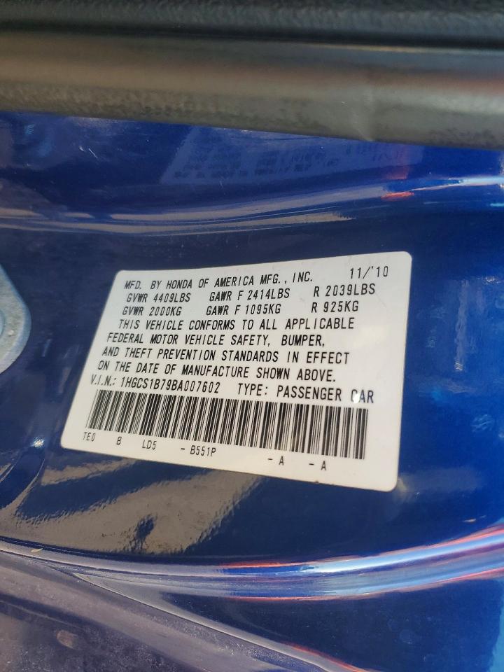 2011 Honda Accord Ex Blue vin: 1HGCS1B79BA007602