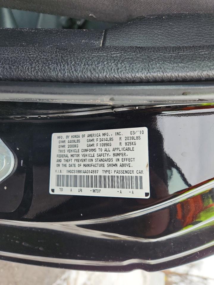 2010 Honda Accord Exl Black vin: 1HGCS1B81AA014597