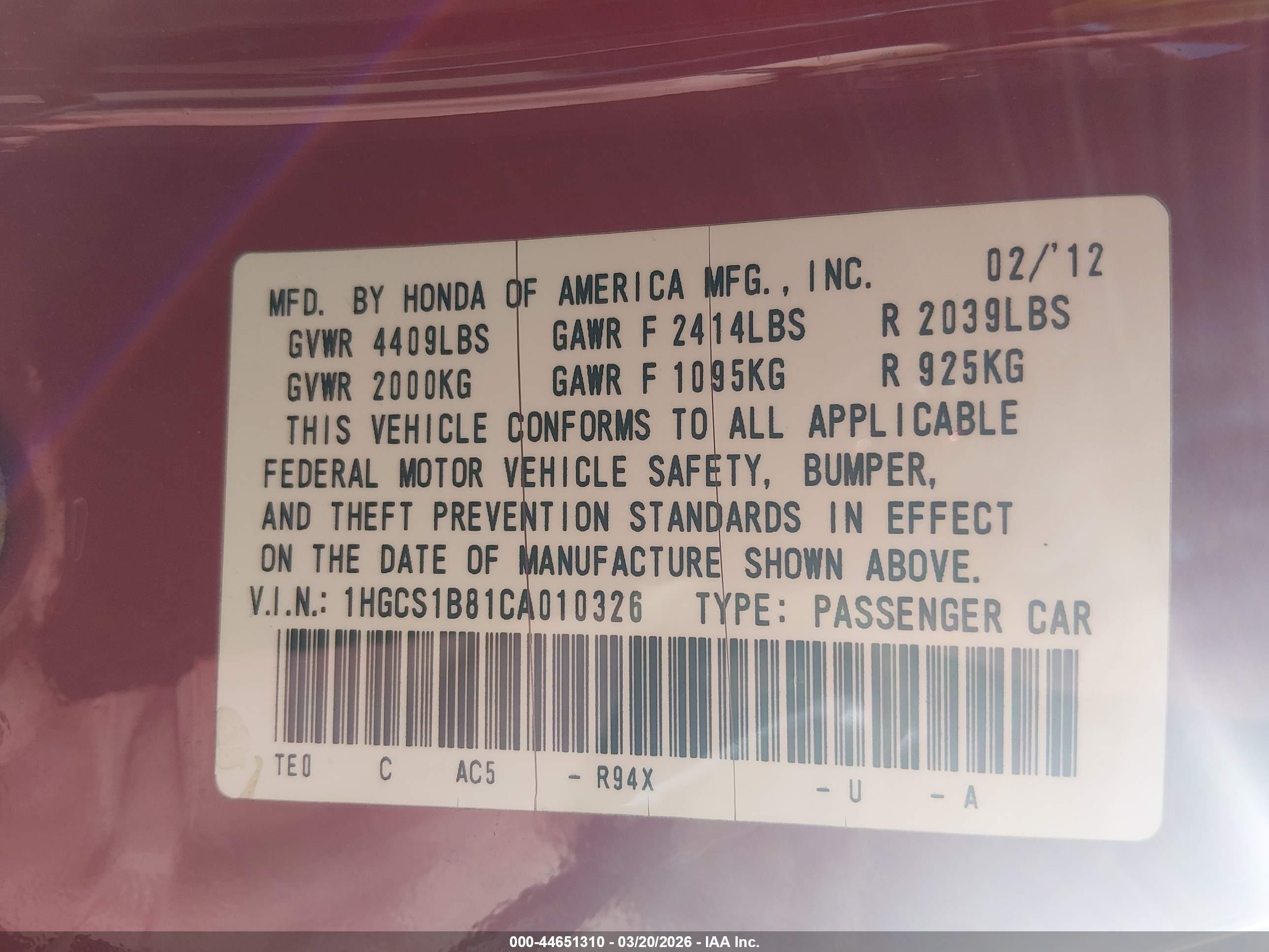 2012 Honda Accord 2.4 Ex-l Red vin: 1HGCS1B81CA010326