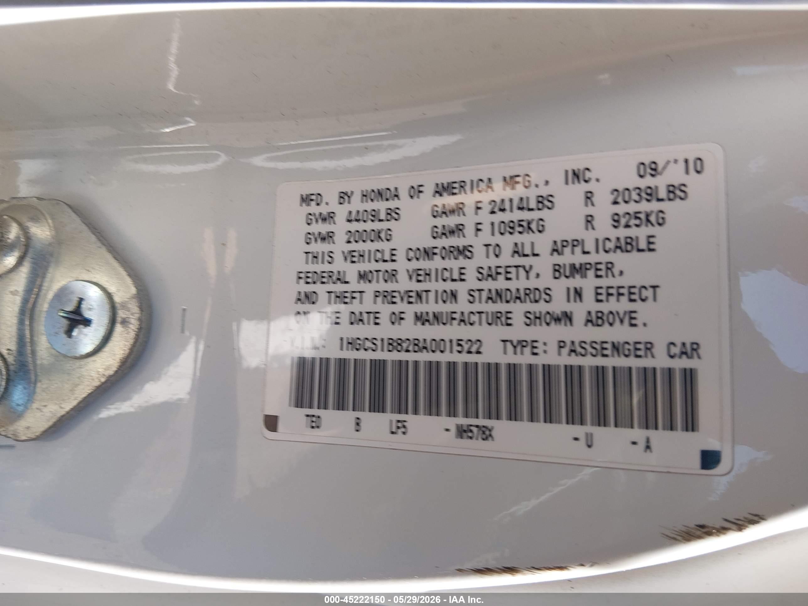 2011 Honda Accord 2.4 Ex-l White vin: 1HGCS1B82BA001522