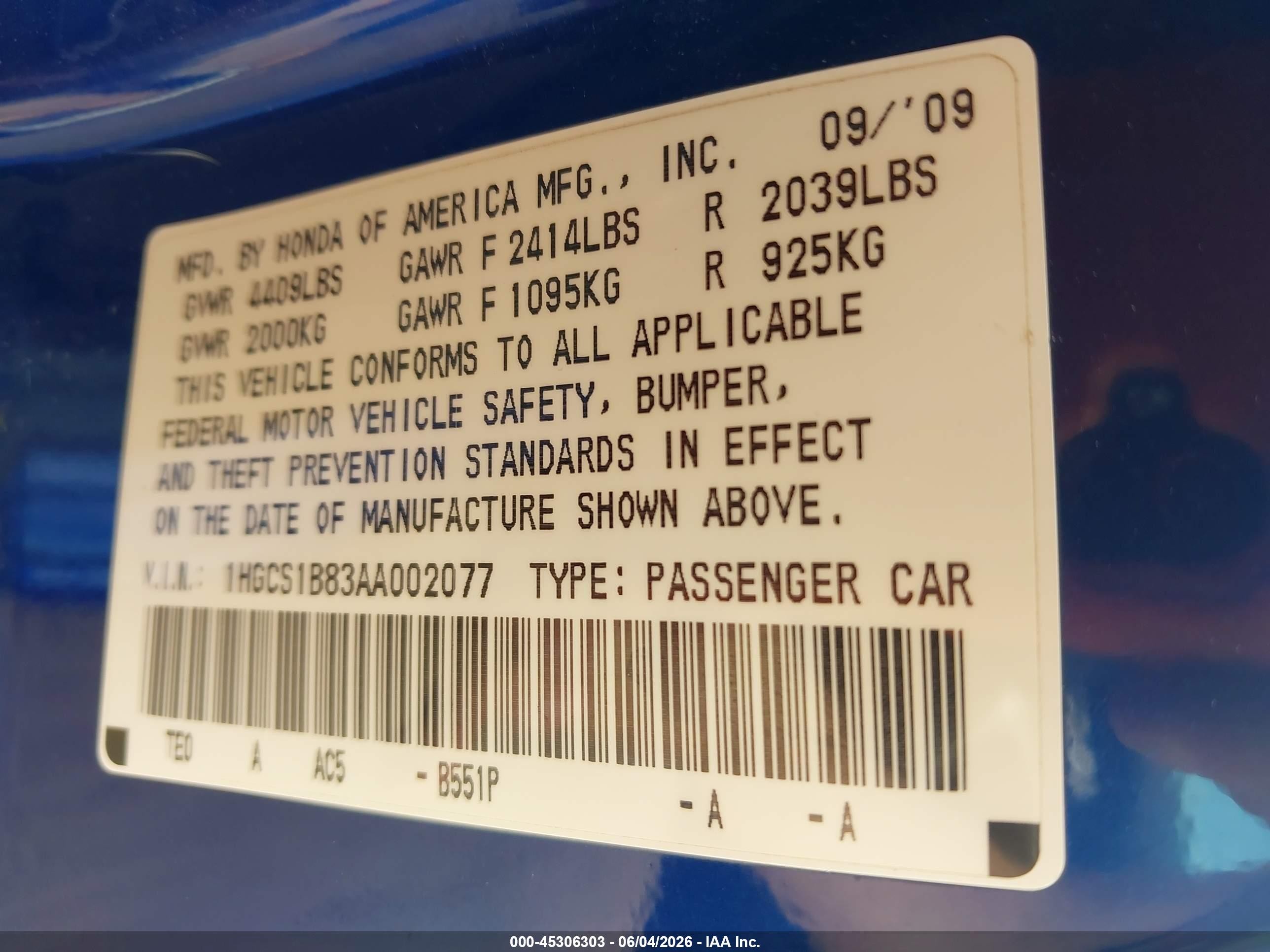 2010 Honda Accord 2.4 Ex-l Синий vin: 1HGCS1B83AA002077