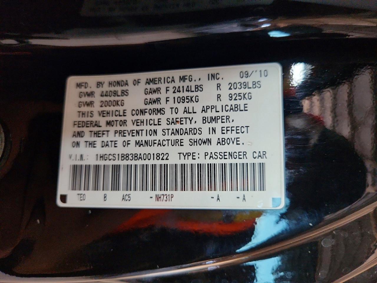 2011 Honda Accord Exl Black vin: 1HGCS1B83BA001822