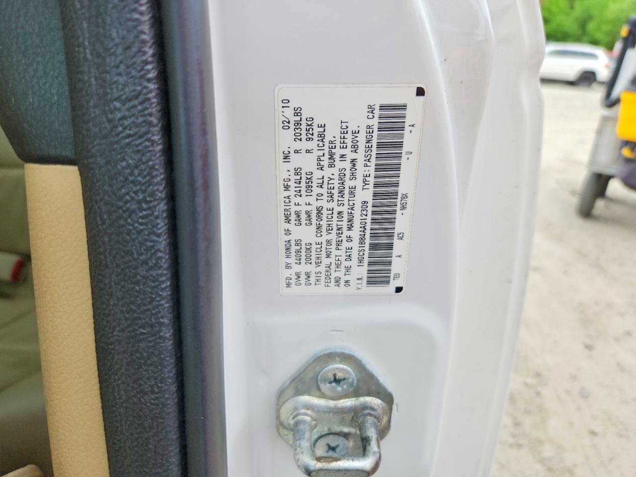 2010 Honda Accord Exl White vin: 1HGCS1B84AA012309