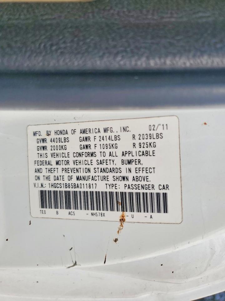 2011 Honda Accord Exl White vin: 1HGCS1B85BA011817