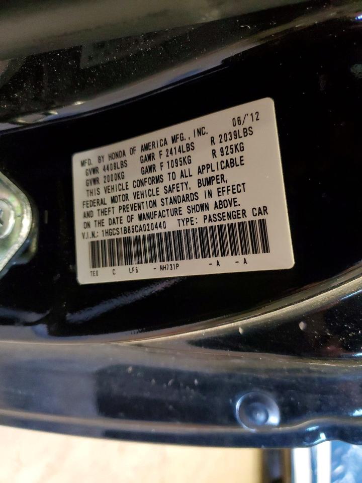 2012 Honda Accord Exl Black vin: 1HGCS1B85CA020440