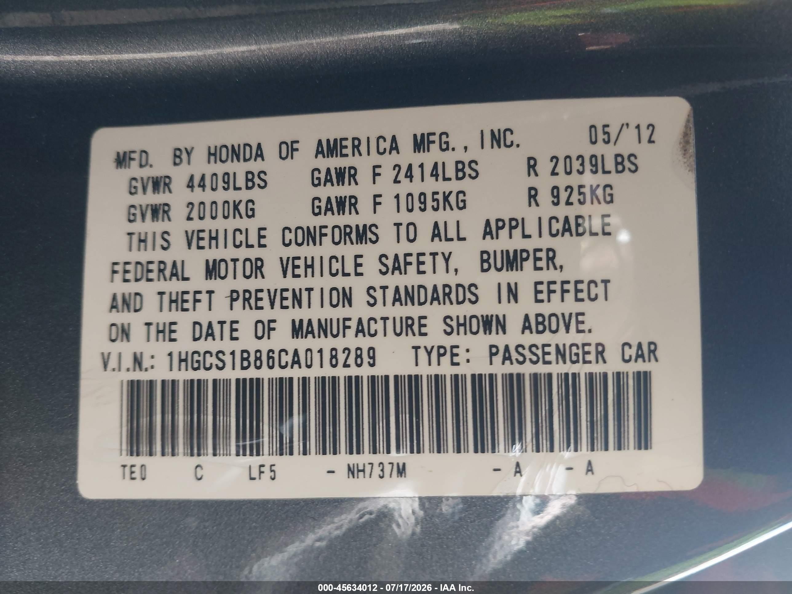 2012 Honda Accord 2.4 Ex-l Gray vin: 1HGCS1B86CA018289