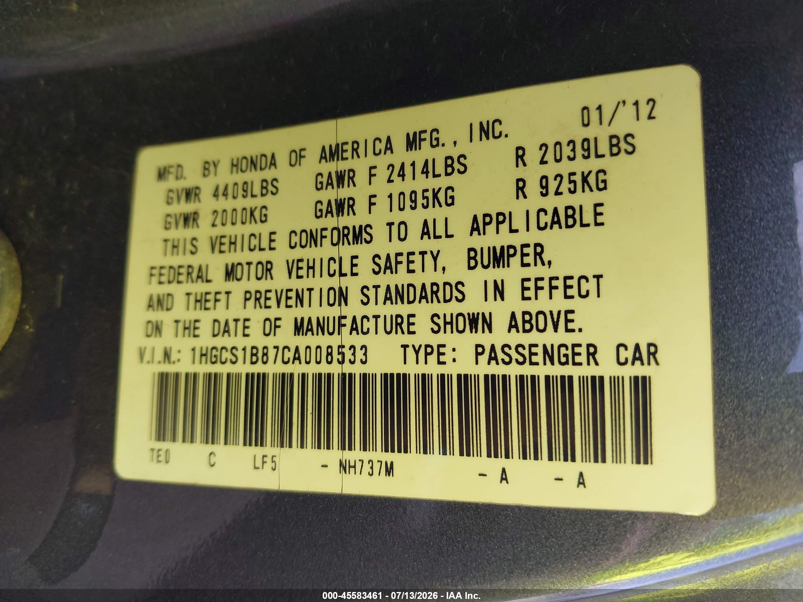 2012 Honda Accord 2.4 Ex-l Gray vin: 1HGCS1B87CA008533