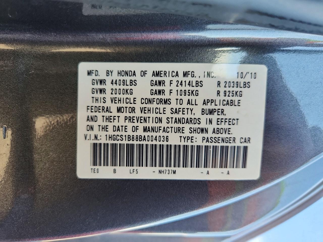 2011 Honda Accord Exl Gray vin: 1HGCS1B88BA004036