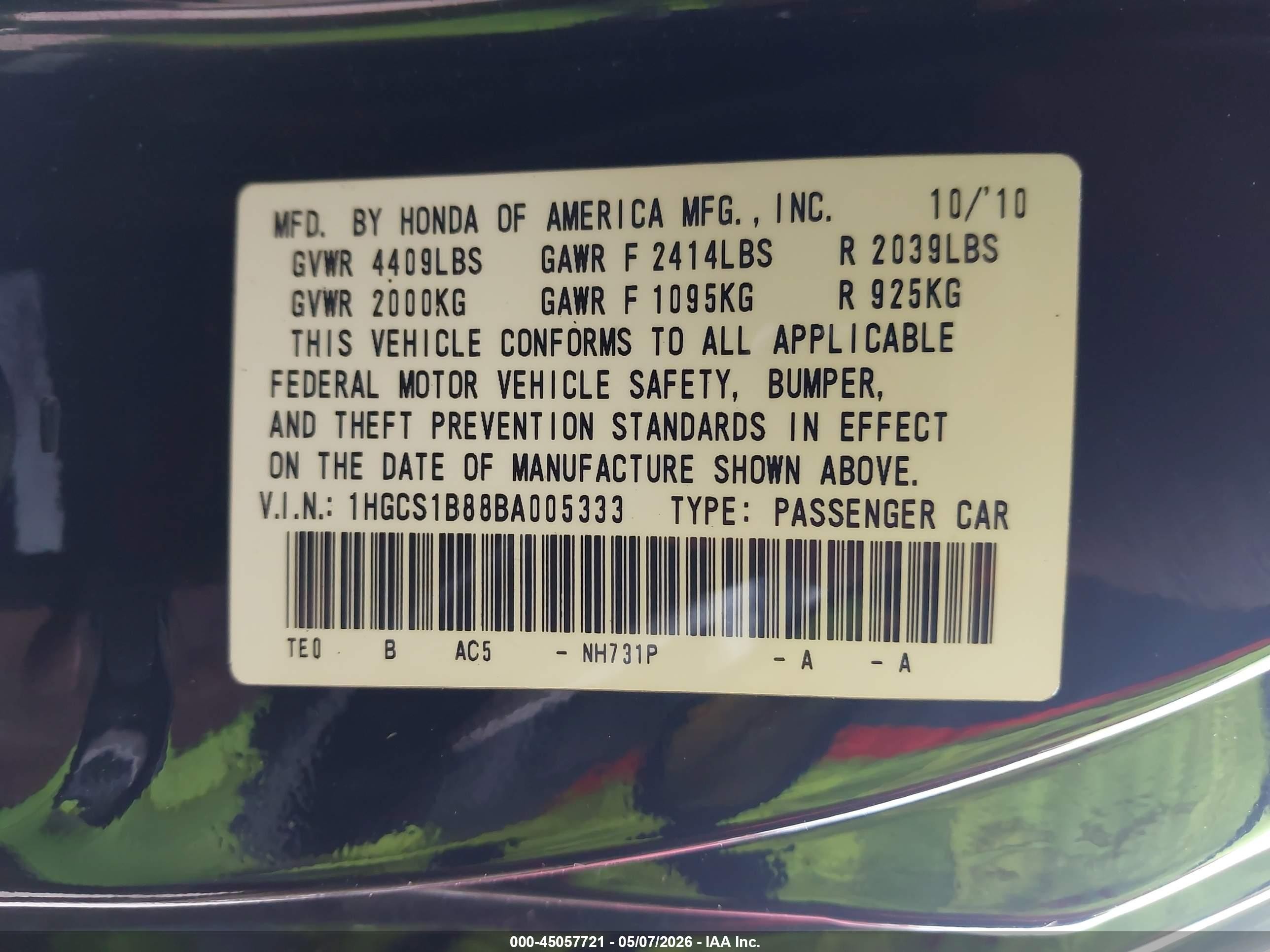 2011 Honda Accord 2.4 Ex-l Black vin: 1HGCS1B88BA005333