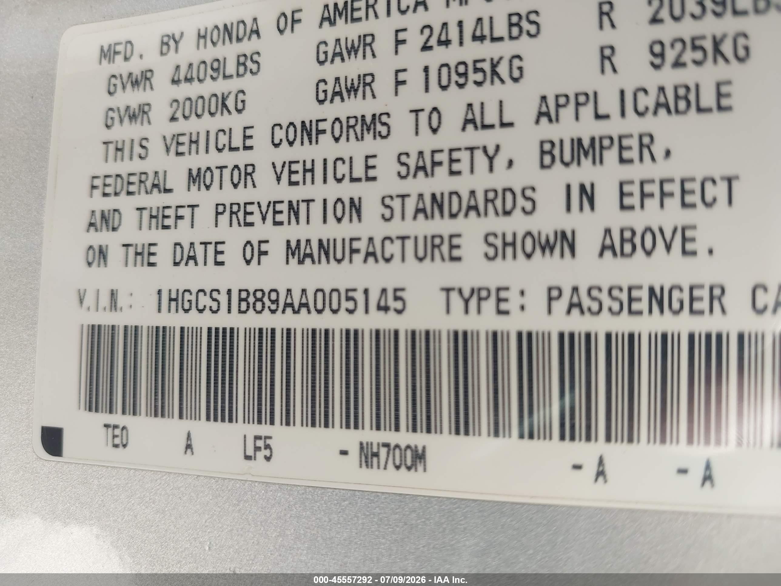 2010 Honda Accord 2.4 Ex-l Silver vin: 1HGCS1B89AA005145