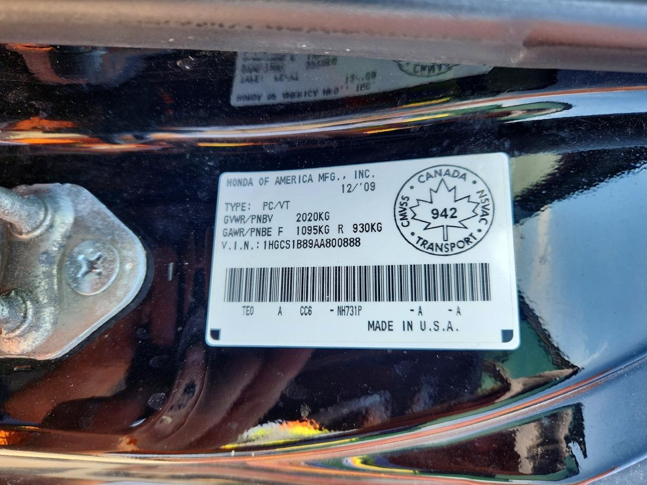 2010 Honda Accord Exl Black vin: 1HGCS1B89AA800888