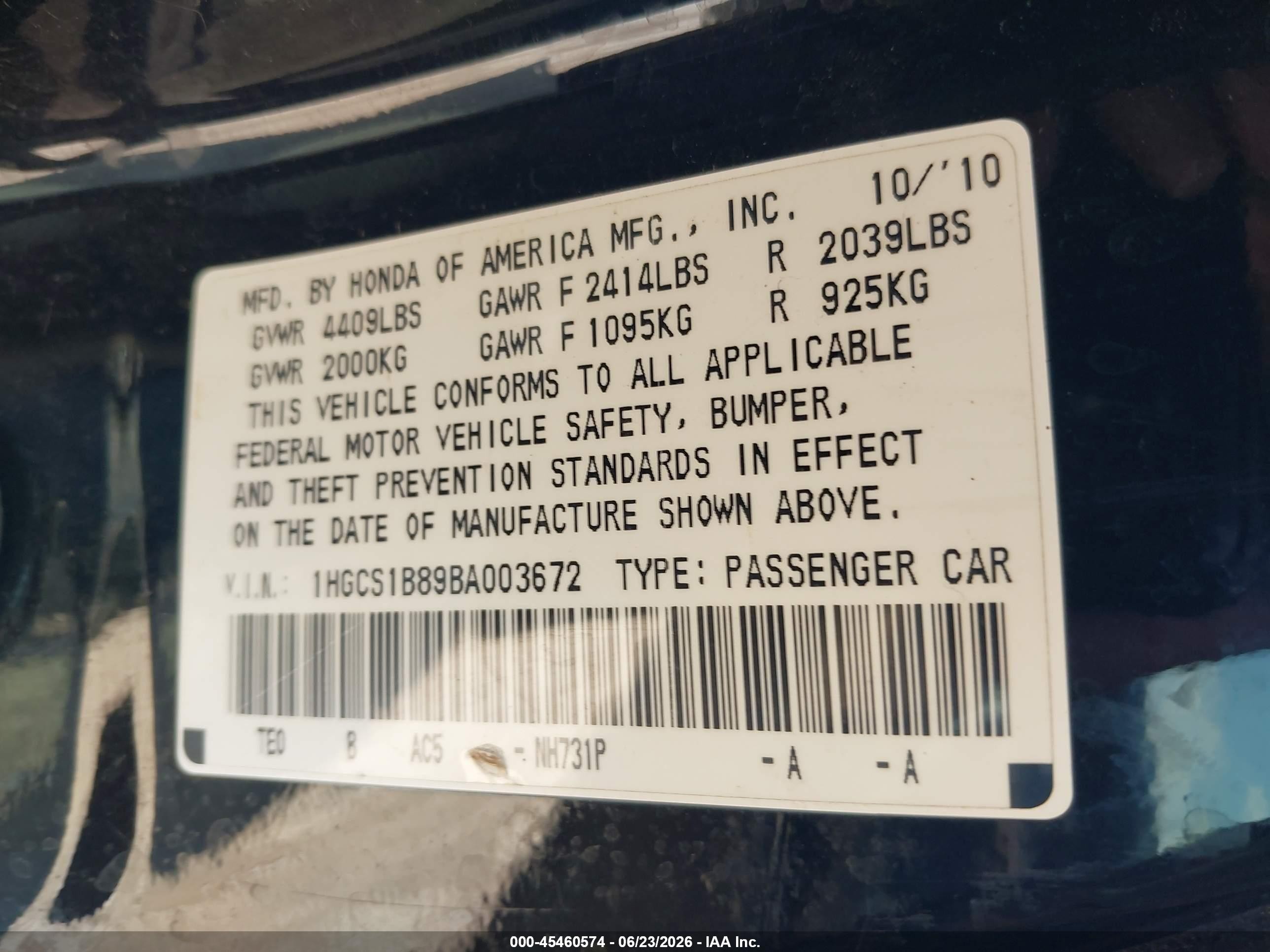 2011 Honda Accord 2.4 Ex-l Black vin: 1HGCS1B89BA003672