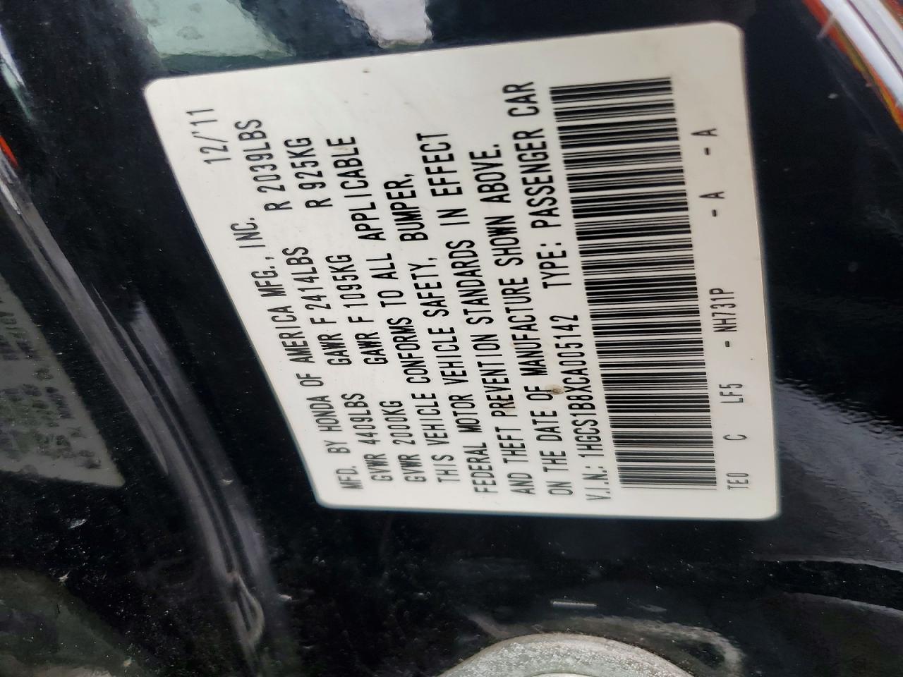 2012 Honda Accord Exl Black vin: 1HGCS1B8XCA005142