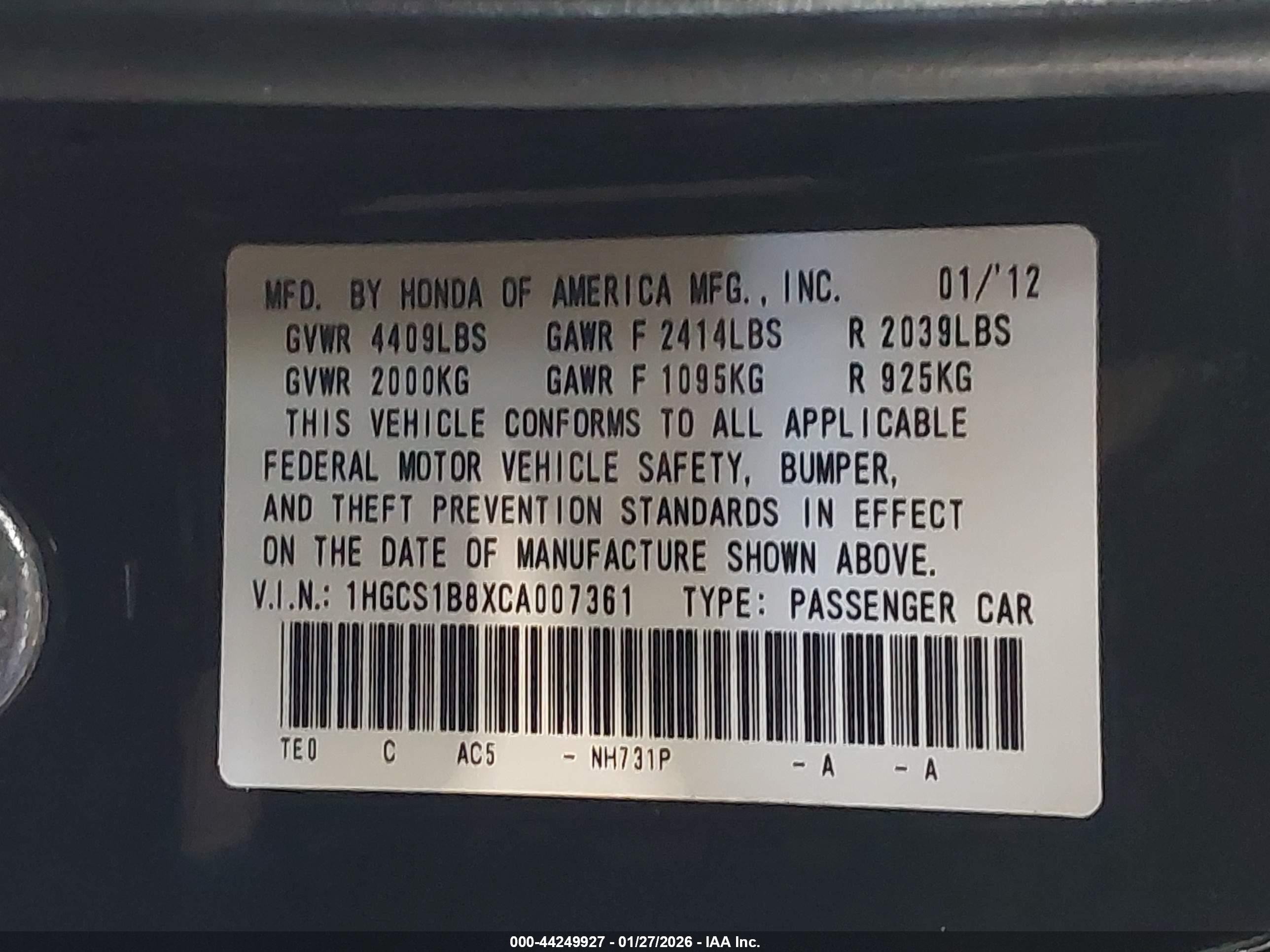 2012 Honda Accord 2.4 Ex-l Black vin: 1HGCS1B8XCA007361
