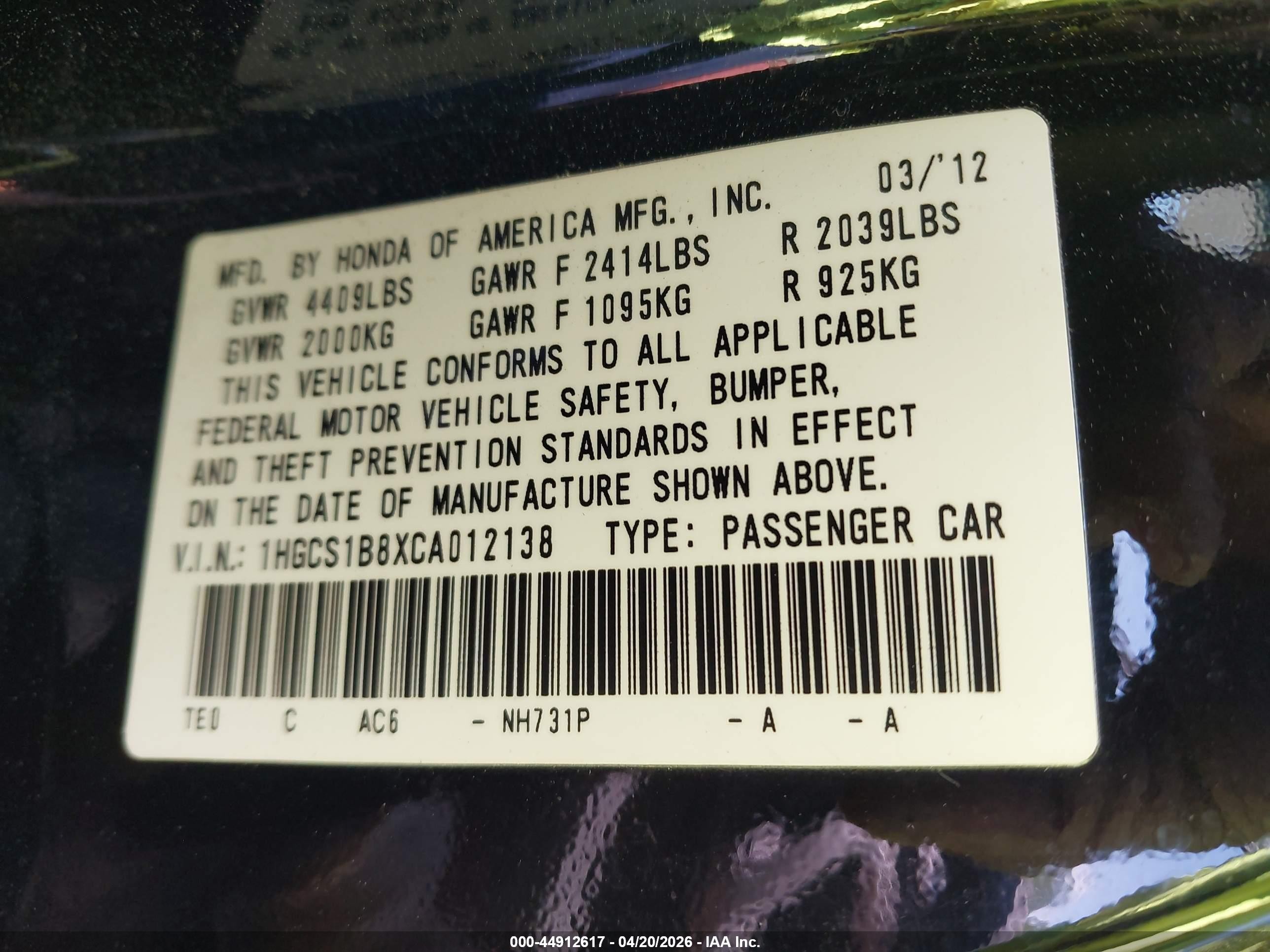 2012 Honda Accord 2.4 Ex-l Black vin: 1HGCS1B8XCA012138