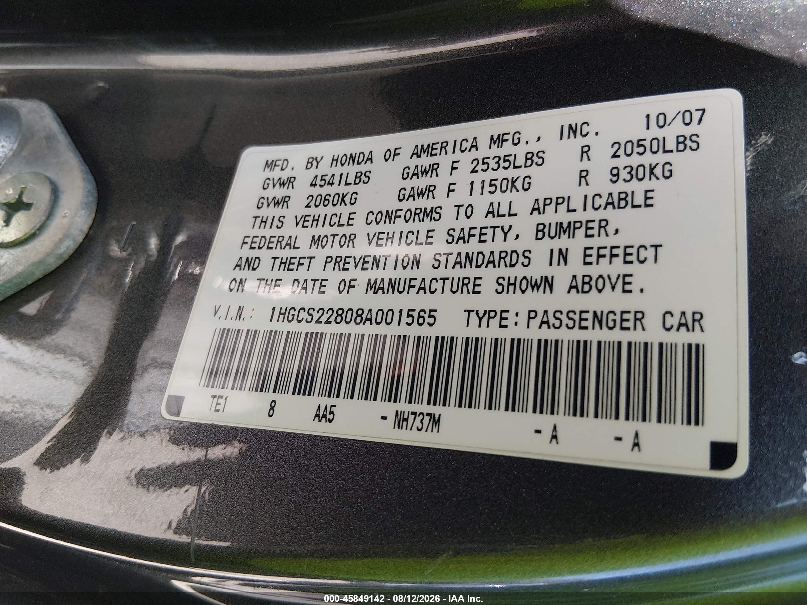 2008 Honda Accord 3.5 Ex-l Серый vin: 1HGCS22808A001565