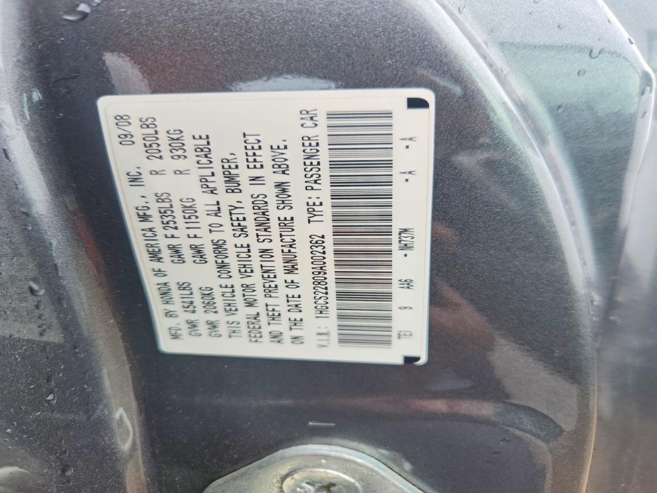 2009 Honda Accord Exl Gray vin: 1HGCS22809A002362
