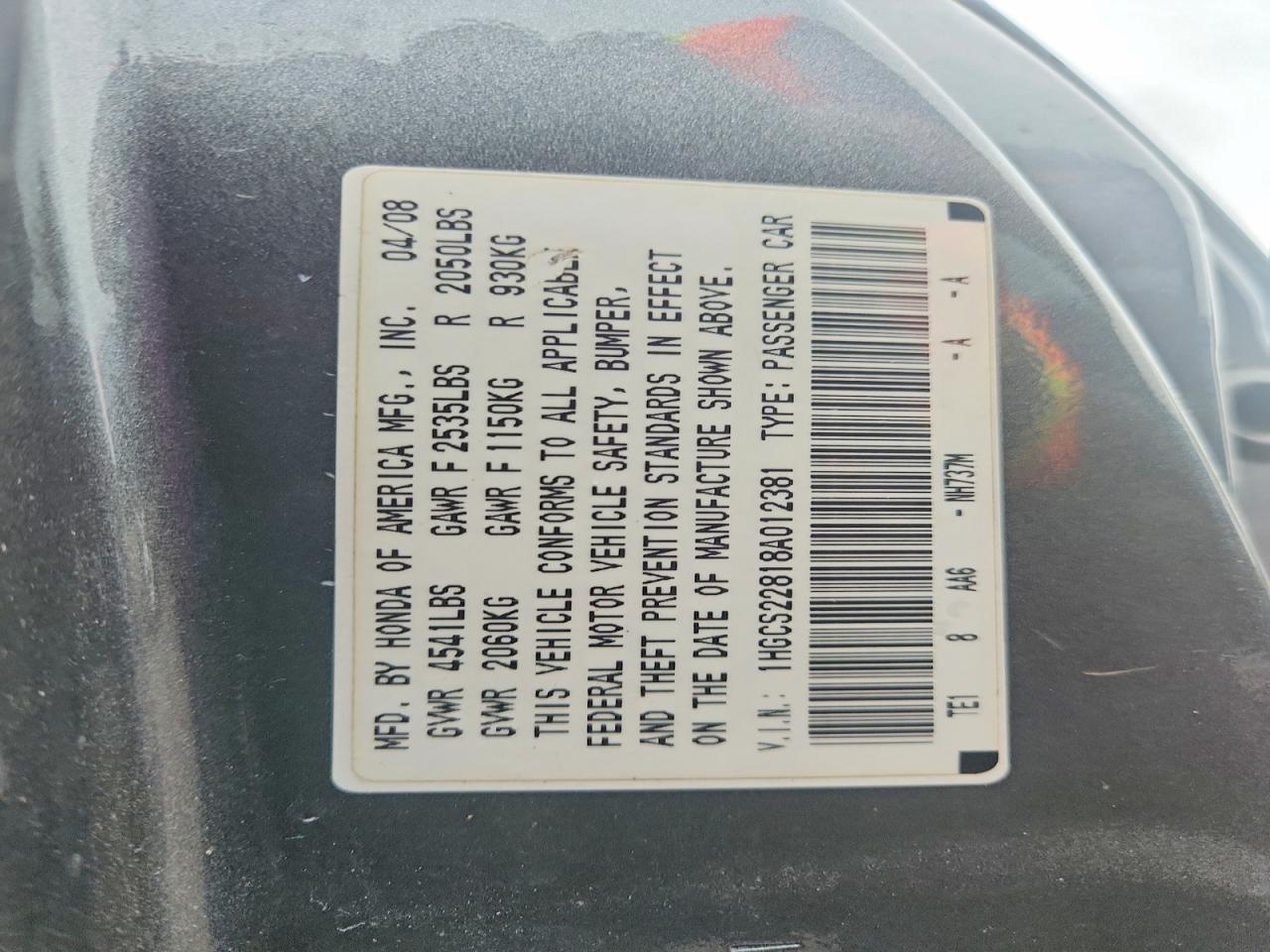 2008 Honda Accord Exl Gray vin: 1HGCS22818A012381