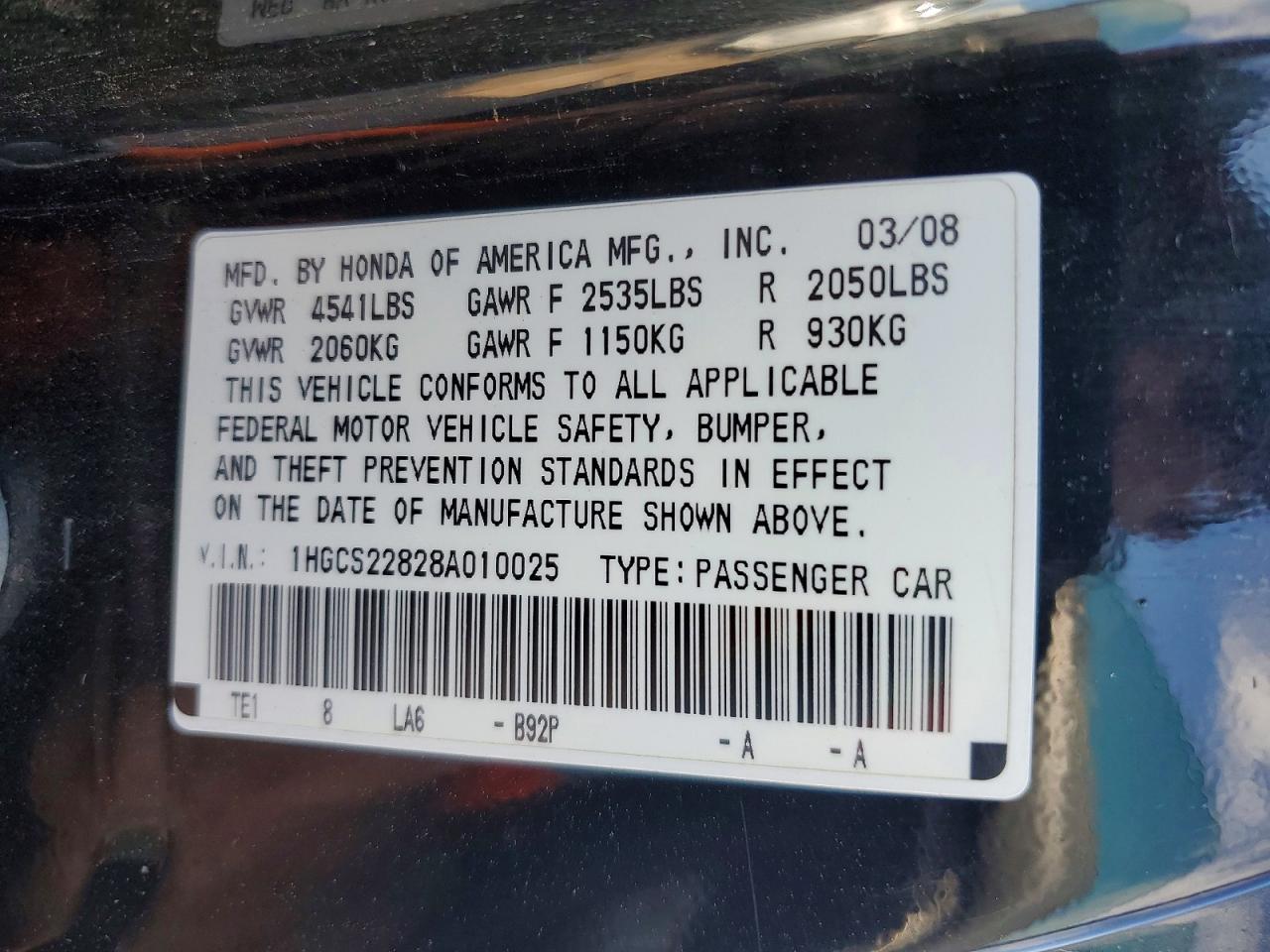 2008 Honda Accord Lx Black vin: 1HGCS22828A010025