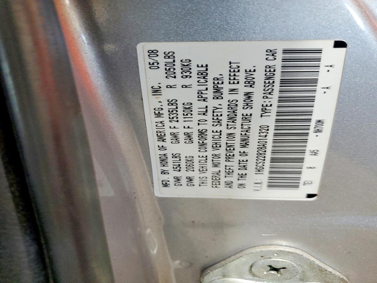2008 Honda Accord Exl Silver vin: 1HGCS22828A014320