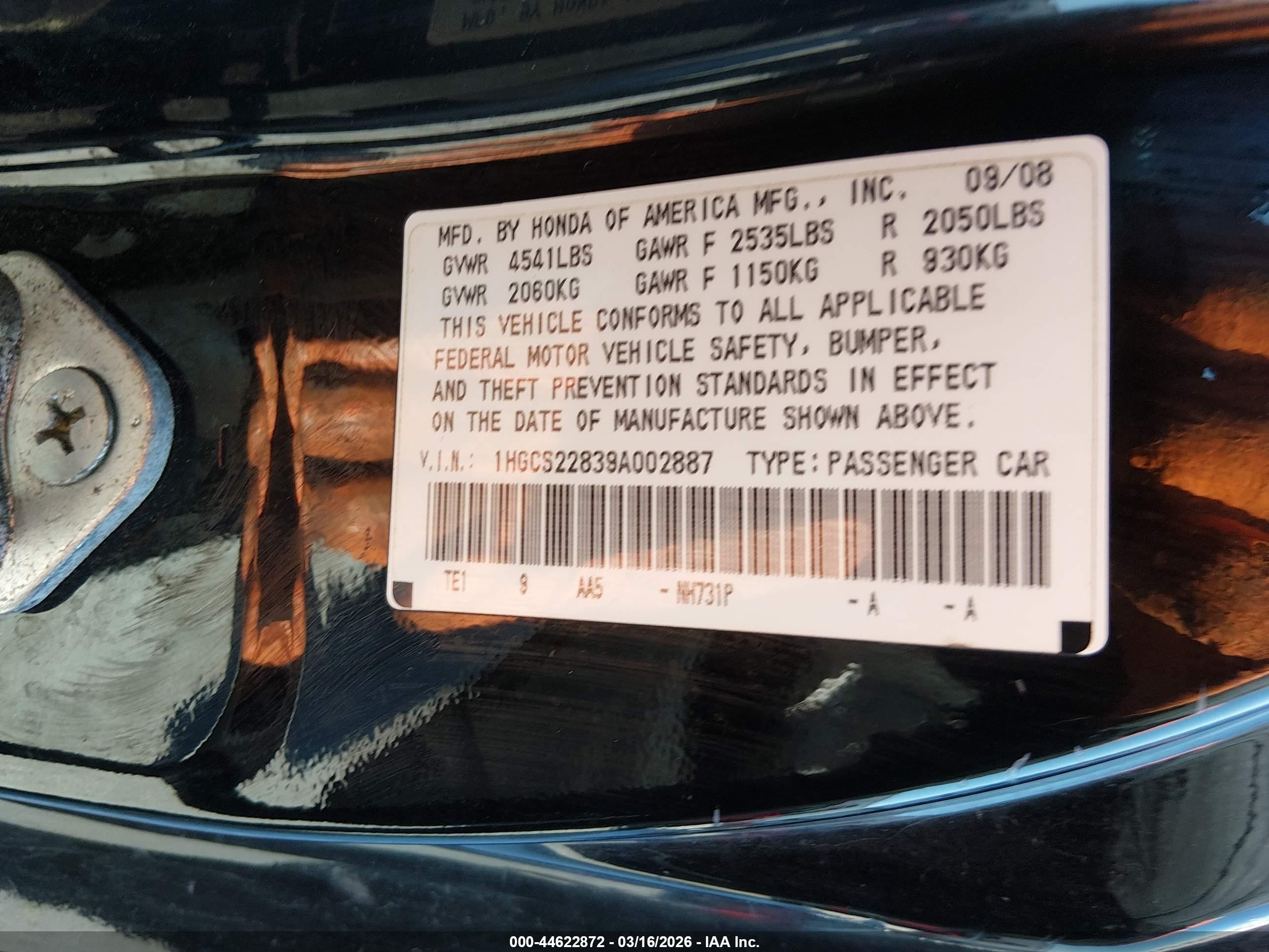 2009 Honda Accord 3.5 Ex-l Blue vin: 1HGCS22839A002887