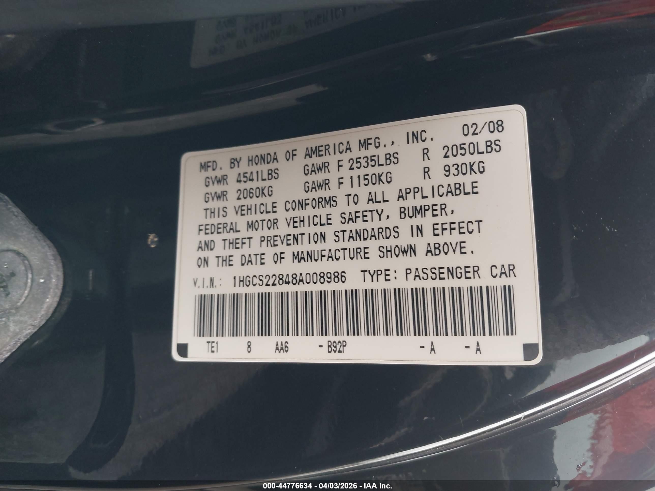 2008 Honda Accord 3.5 Ex-l Black vin: 1HGCS22848A008986