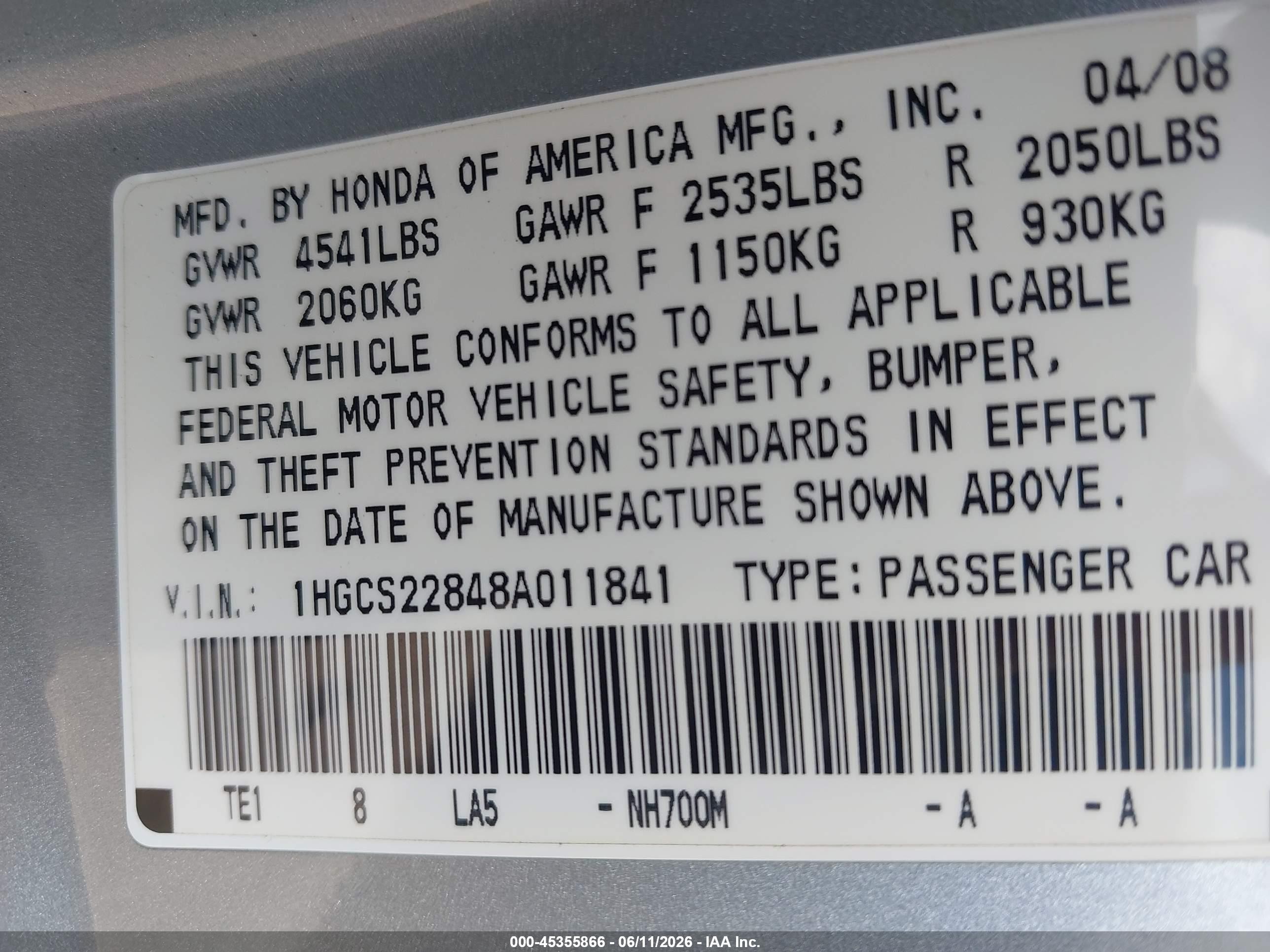 2008 Honda Accord 3.5 Ex-l Silver vin: 1HGCS22848A011841
