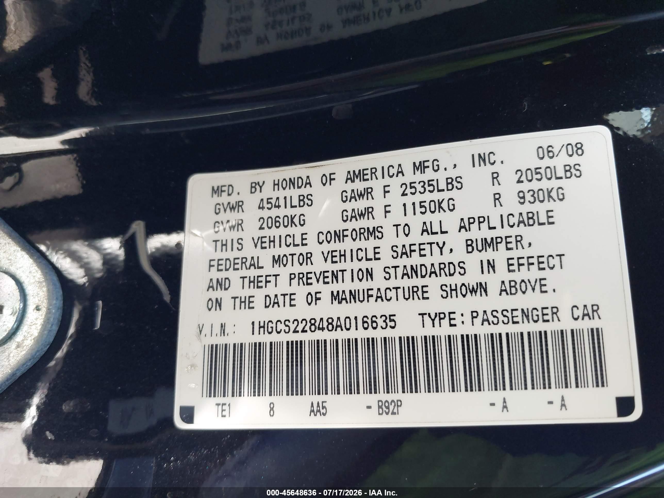 2008 Honda Accord 3.5 Ex-l Черный vin: 1HGCS22848A016635