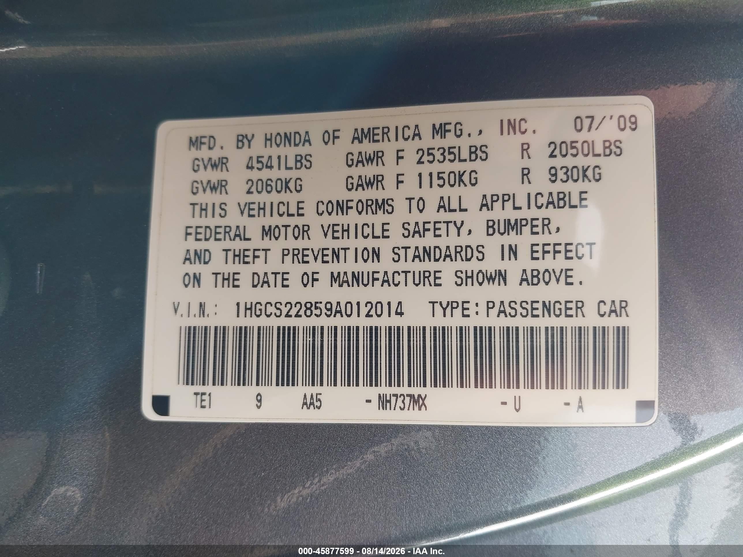2009 Honda Accord 3.5 Ex-l Gray vin: 1HGCS22859A012014