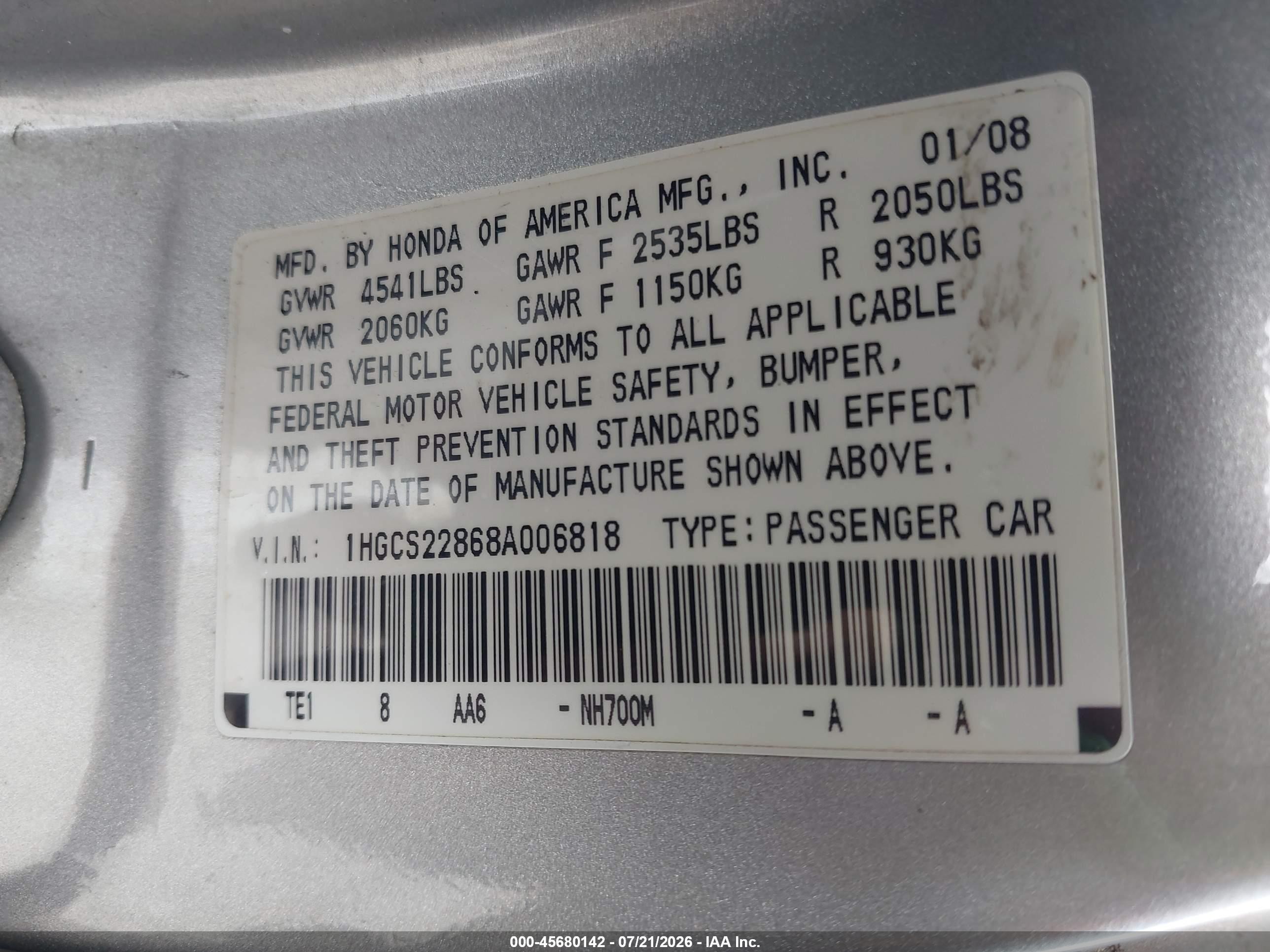 2008 Honda Accord 3.5 Ex-l Silver vin: 1HGCS22868A006818